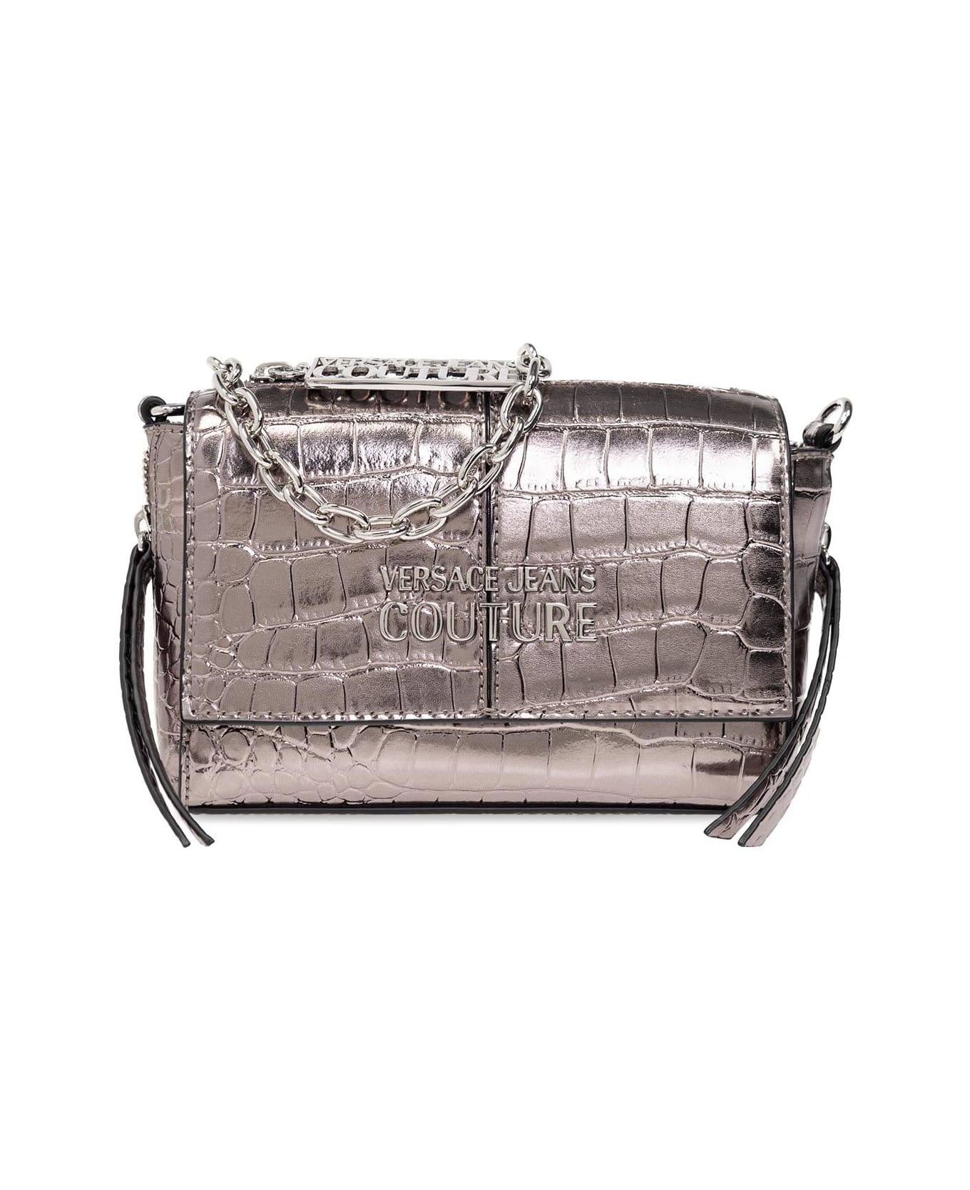 Versace Jeans Couture Jeans Couture Metallic Croco Shoulder Bag - Gun Metal