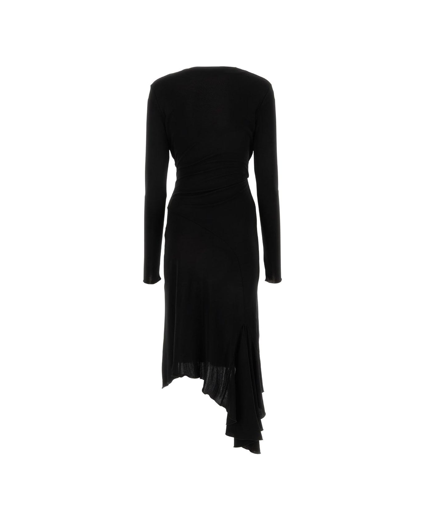 Blumarine Draped Long-sleeve Midi Dress - Nero