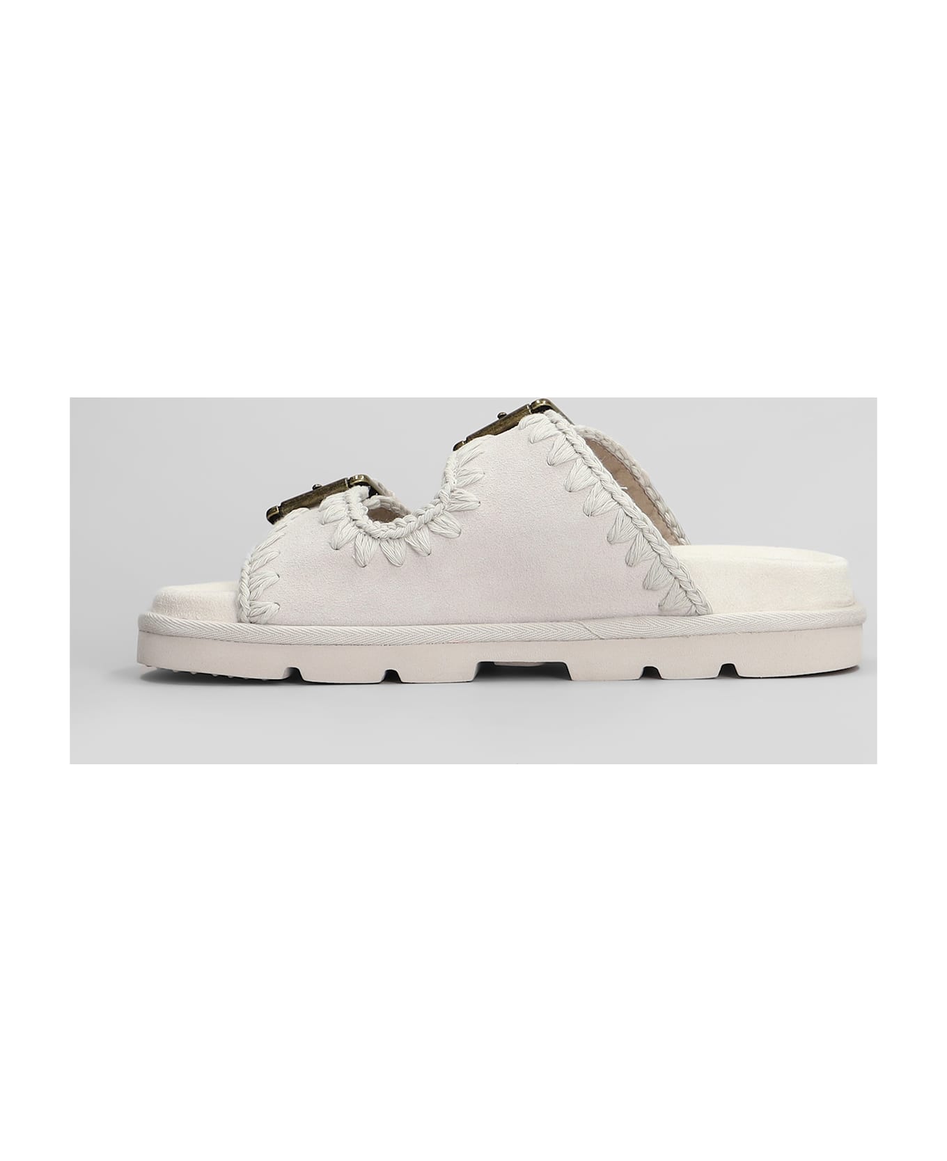 Mou Low Bio Flats In Grey Suede - grey