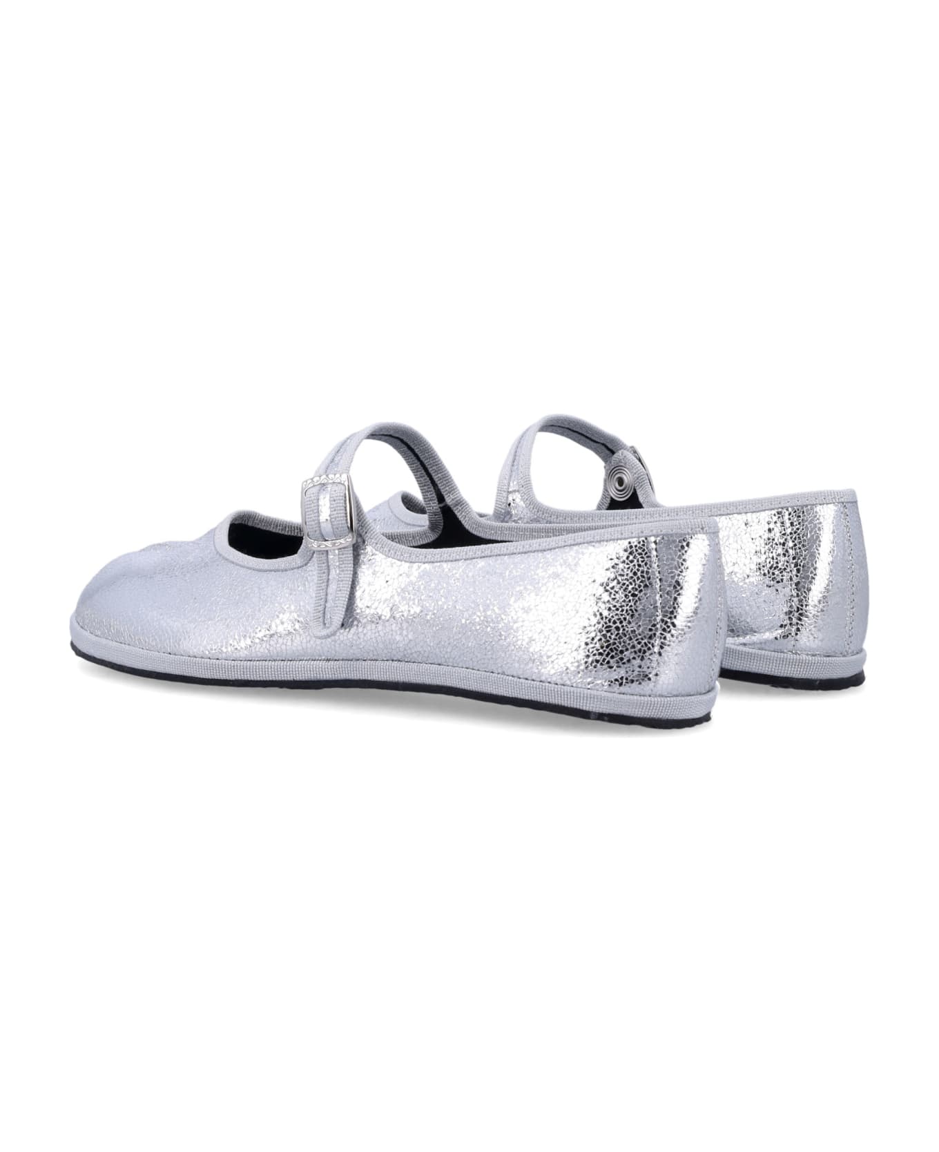 Drogheria Crivellini Fu-tabi Laminated Leather Flat Shoes - SILVER