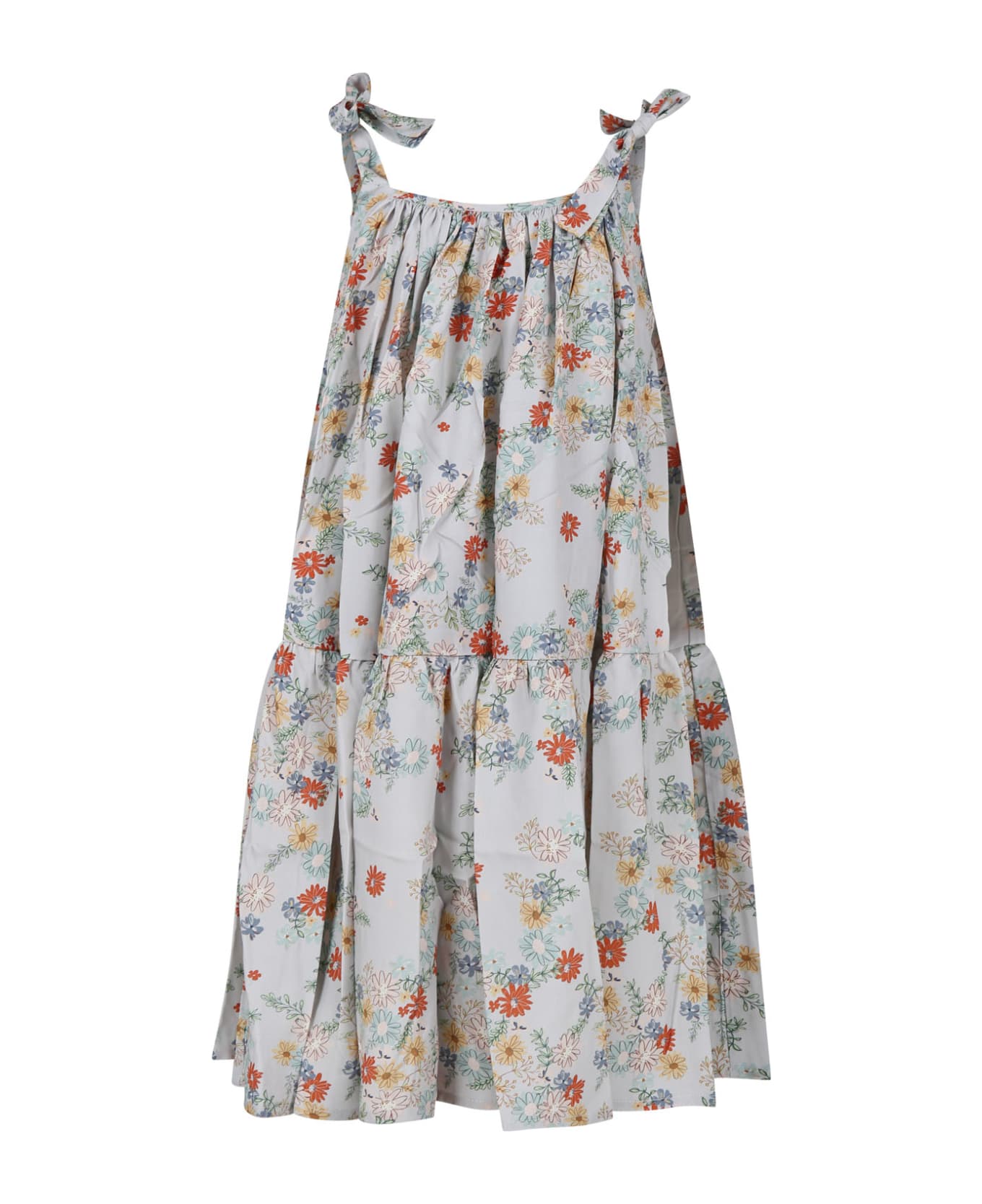 Coco Au Lait Light Blue Dress For Girl With Flowers Print - Light Blue ワンピース＆ドレス
