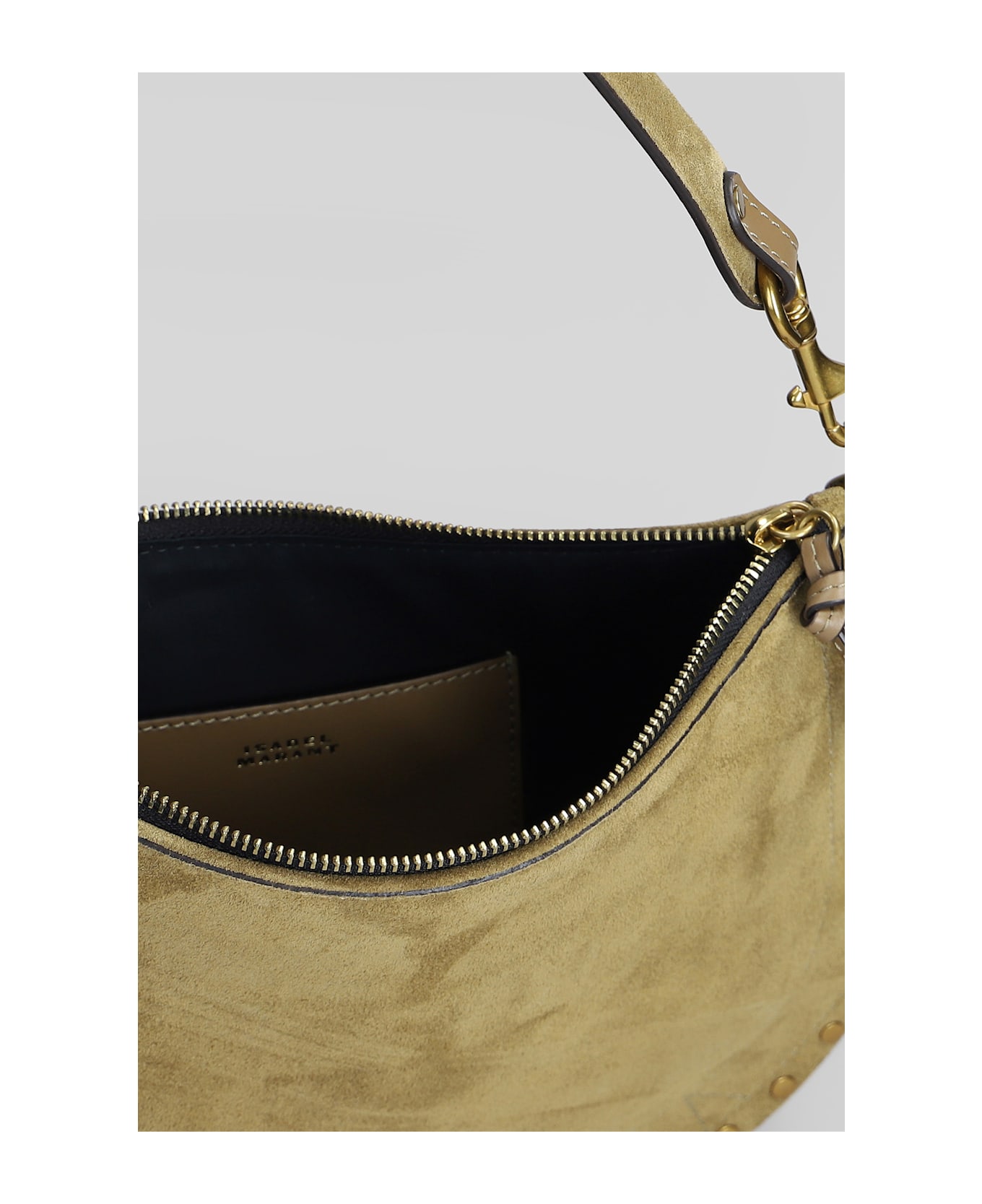 Isabel Marant Oskan Soft Zip Shoulder Bag In Taupe Suede - taupe