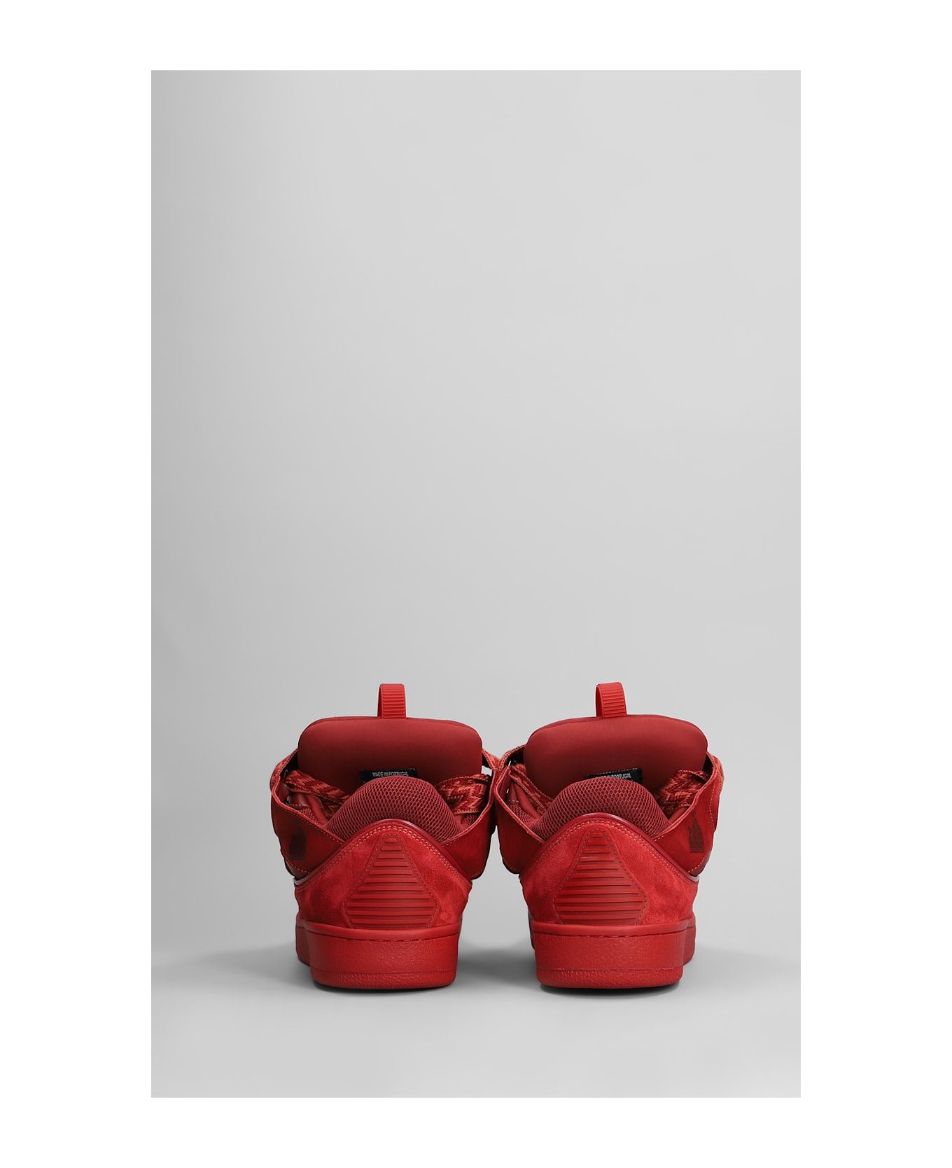 Lanvin Curb Sneakers In Red Suede And Leather - red