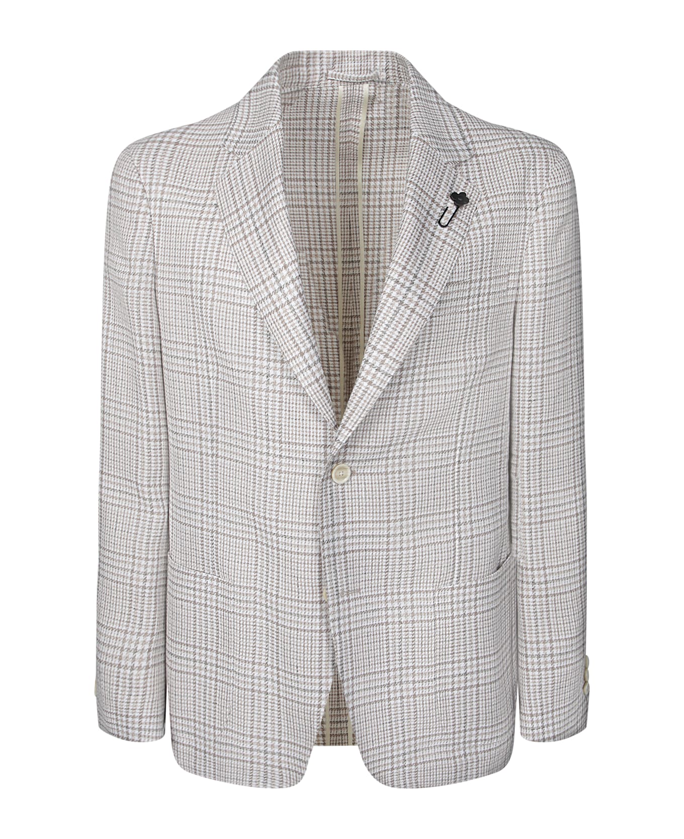 Lardini White And Beige Wool Houndstooth Jacket - Beige