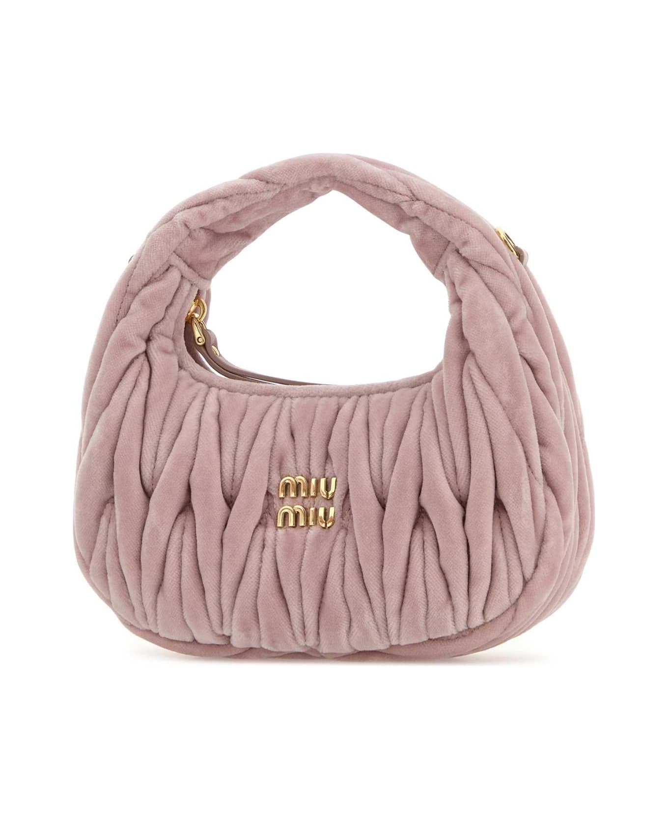 Miu Miu Pink Velvet Mini Wander Handbag - ALABASTRO