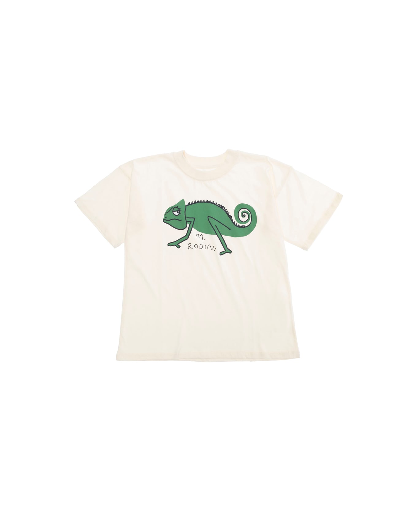 Mini Rodini 'lizard' White T-shirt With Front Print In Cotton Boy - White