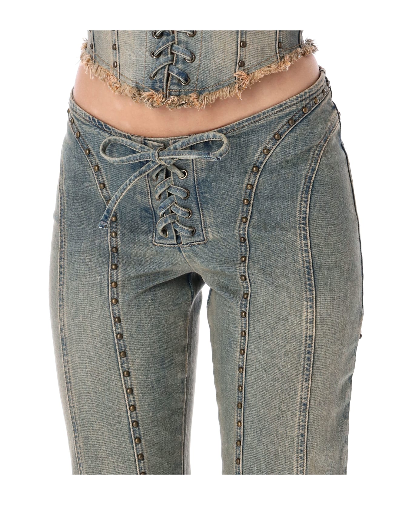 MISBHV Lara Laced Studded Jeans - BLUE SAND