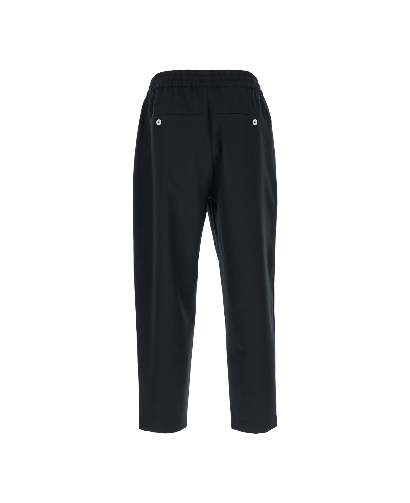 Drôle de Monsieur Black Carrot Pants With Drawstring In Wool Blend Man - BLACK