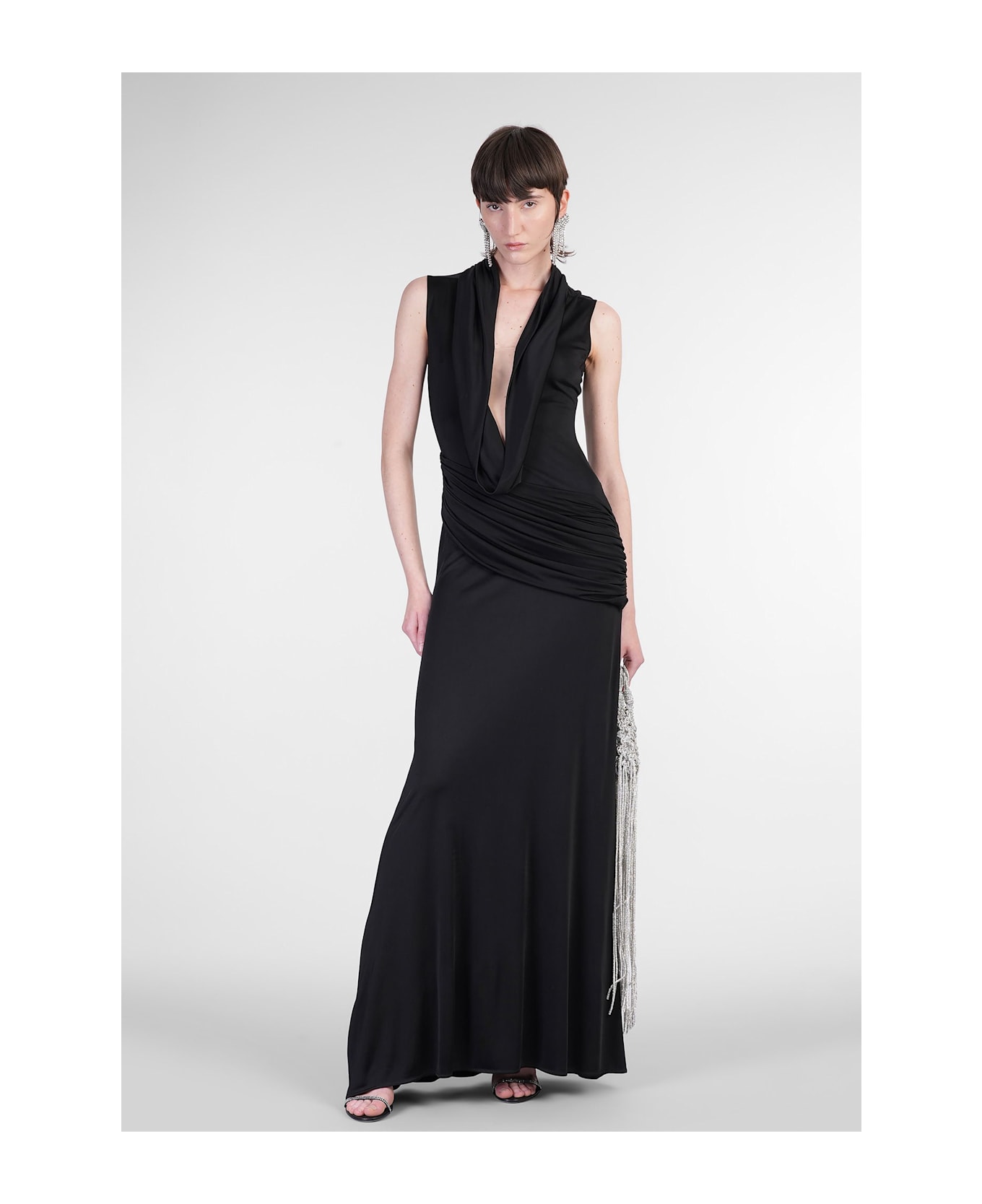 David Koma Long Dress In Black Acetate - black