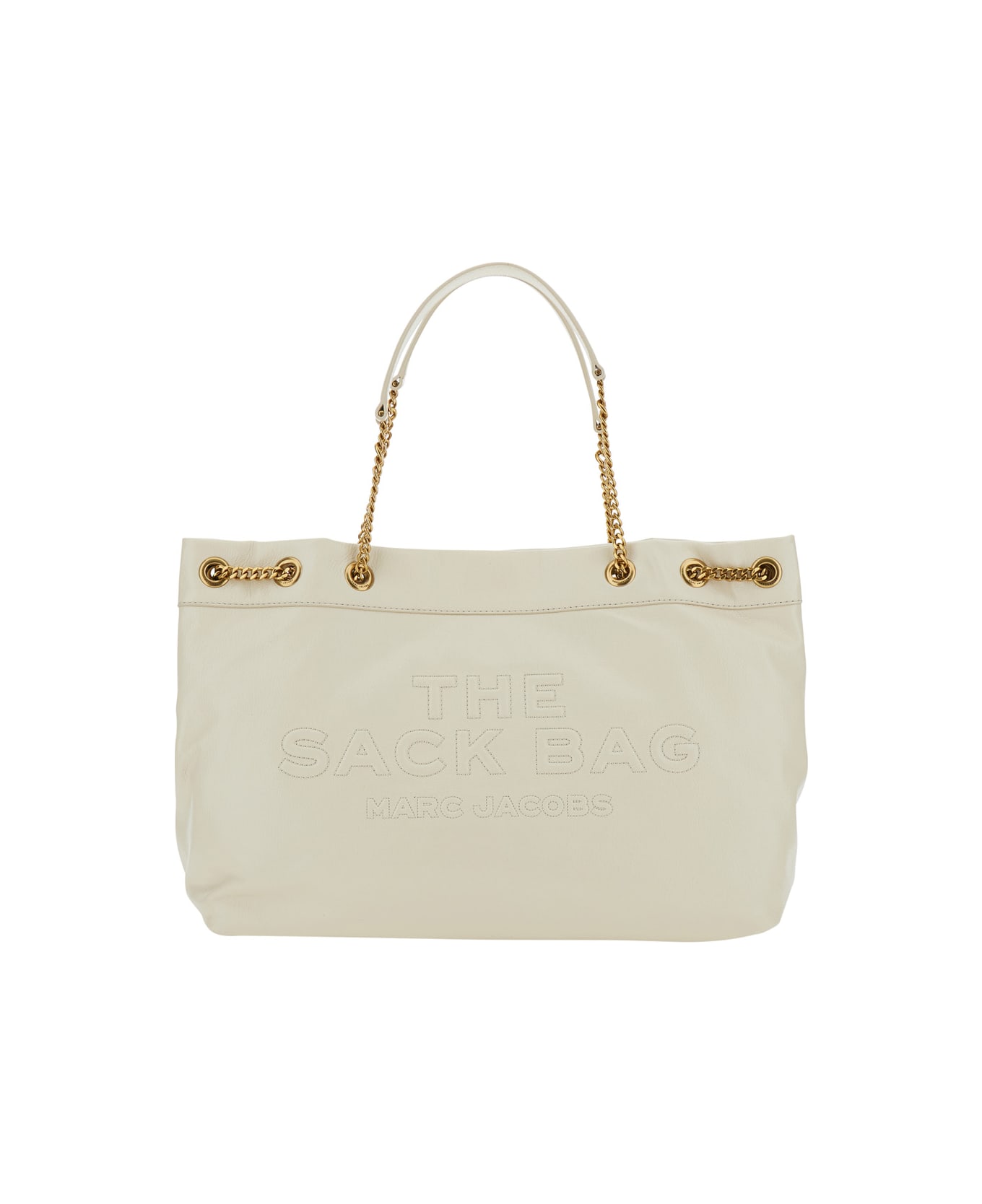 Marc Jacobs 
the Sack Bag
 White Shoulder Bag With Logo Embossed On The Front In Leather Woman - White