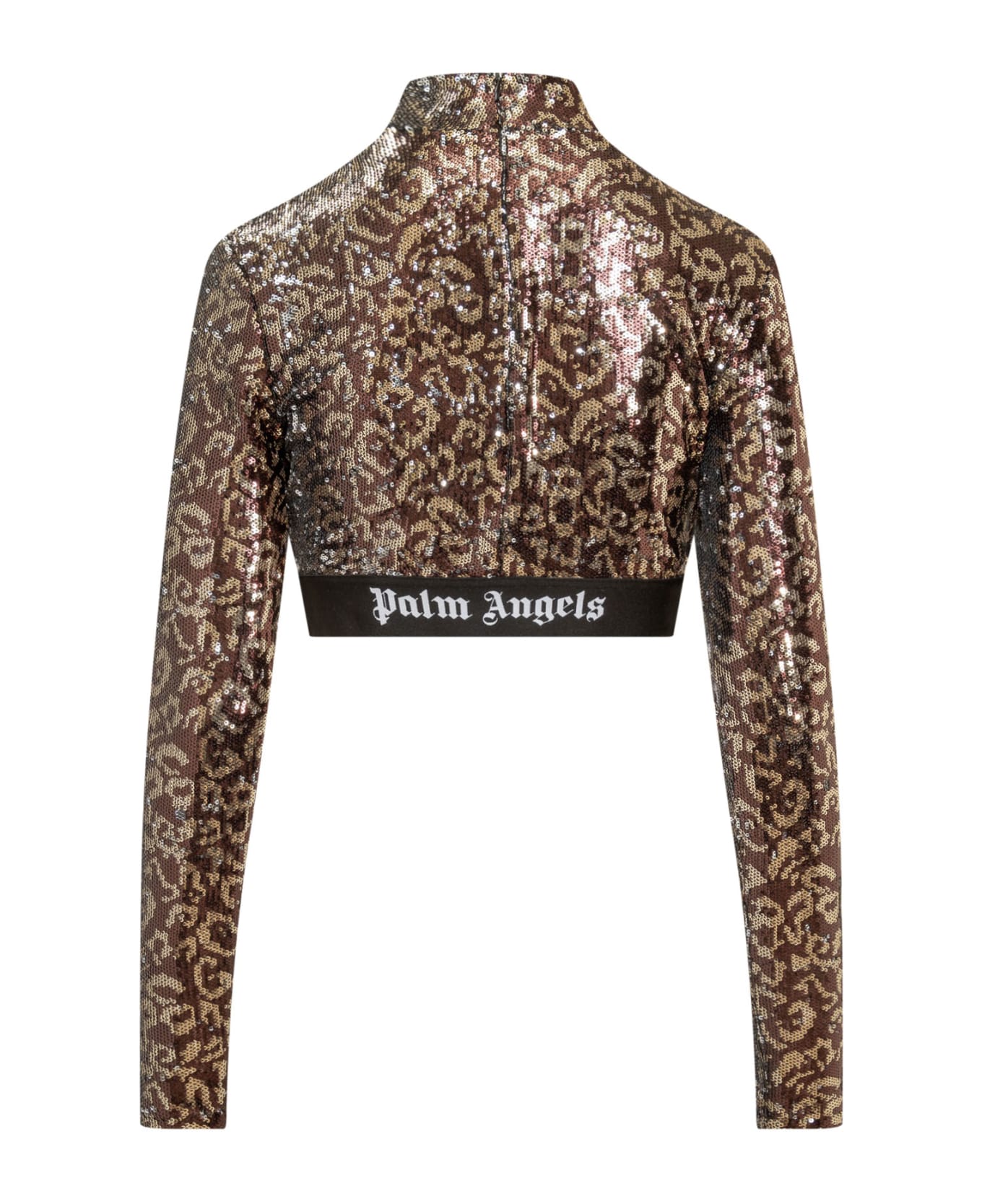 Palm Angels Embellished Polyester Top - BROWN
