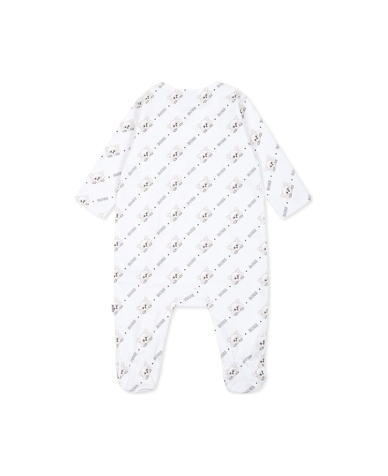 Hugo Boss White Babygrow Set For Baby Boy With Logo - White
