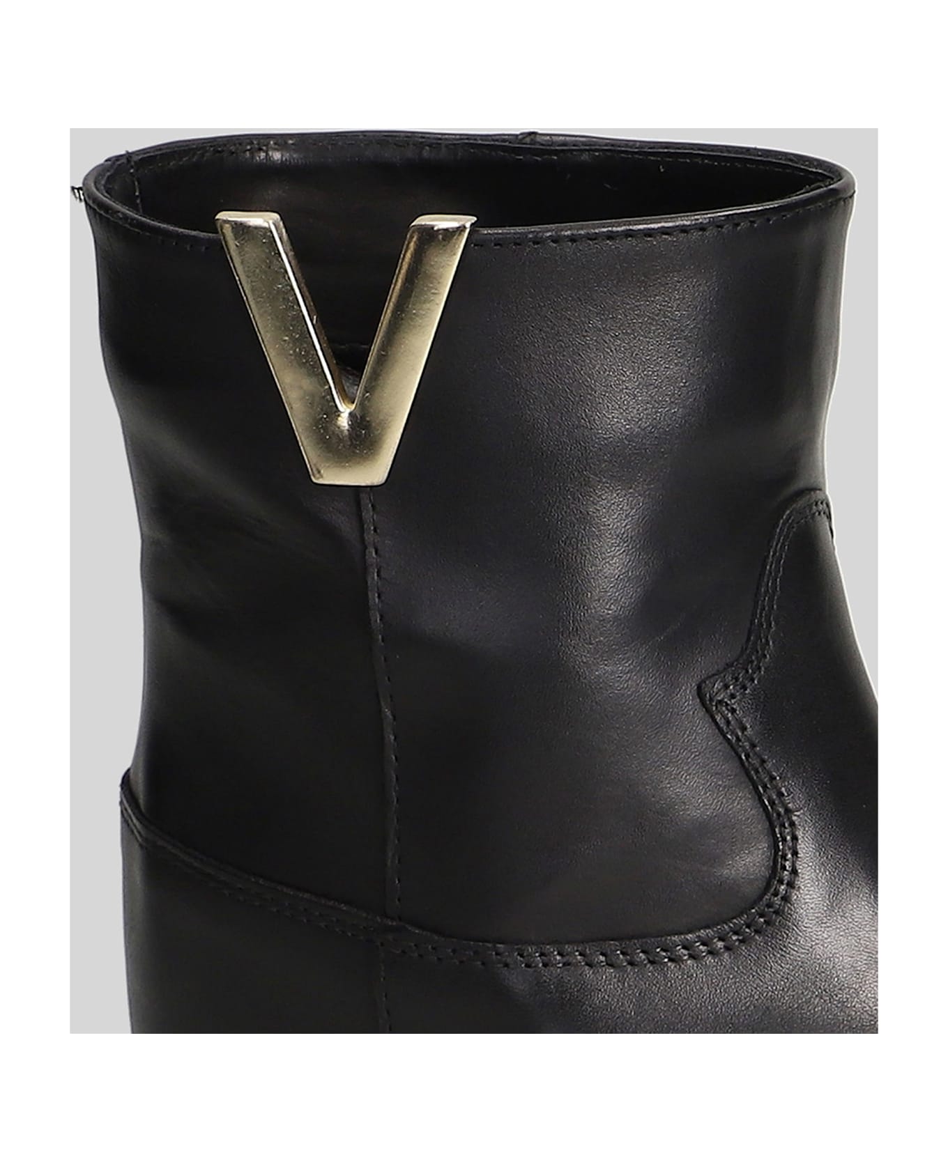 Julie Dee Ankle Boots Inside Wedge In Black Leather - black