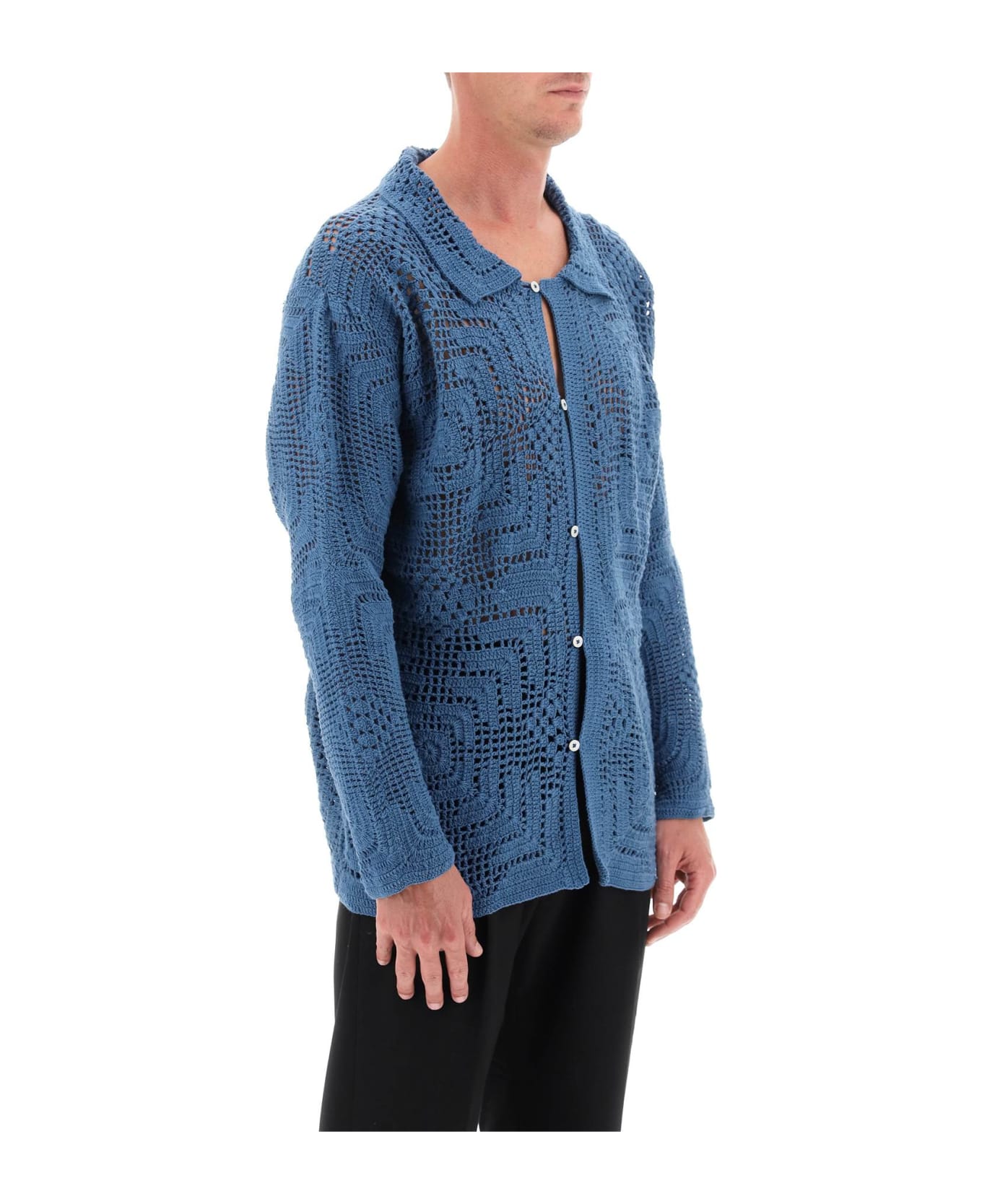 Bode Overdyed Crochet Shirt - PETROL (Blue) シャツ