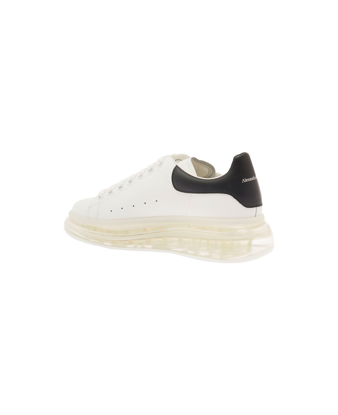 Alexander McQueen Transaparent Big Sole White Sneakers In Leather Man - White ウェッジシューズ