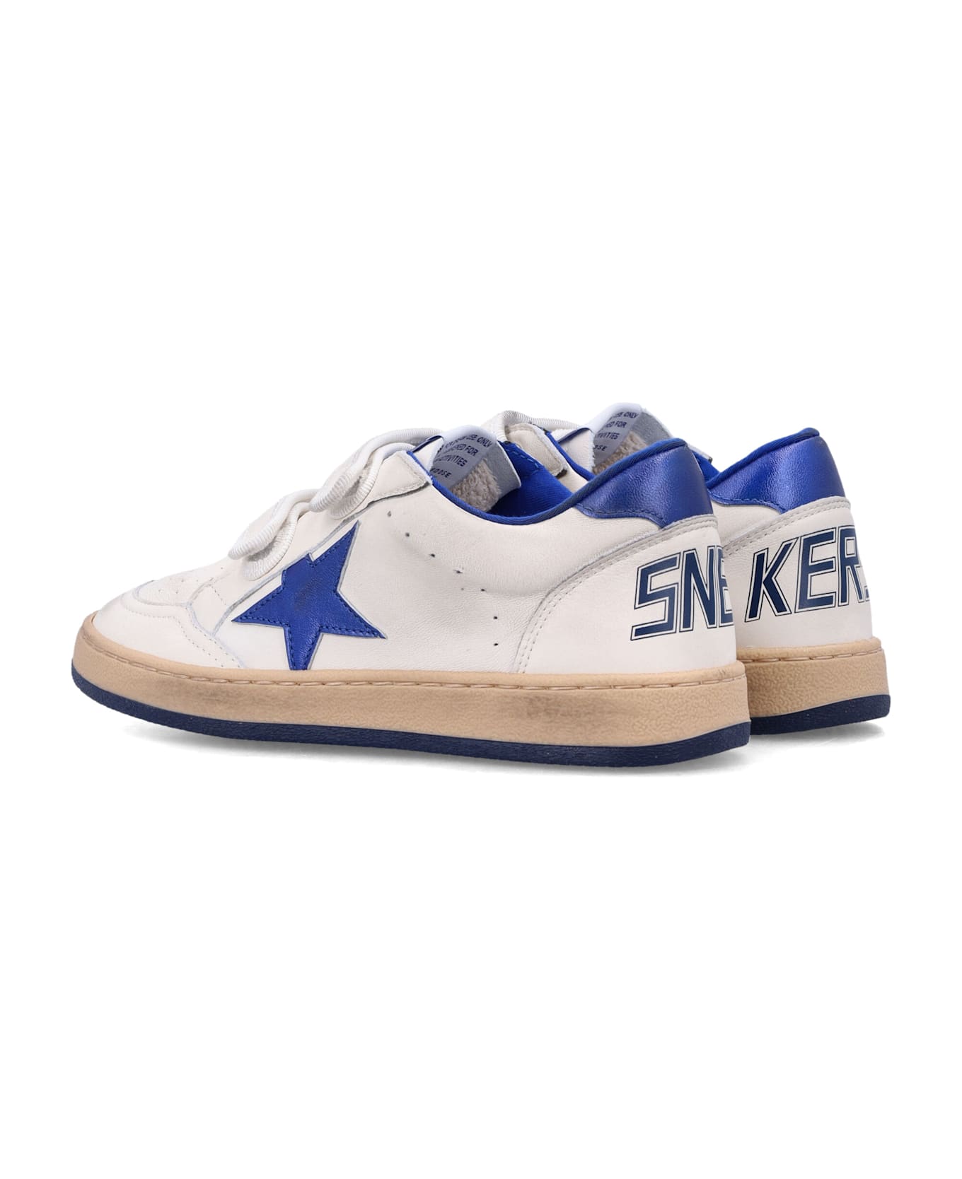 Golden Goose Kid - Ball Star Strap Sneakers - WHITE/BLUE