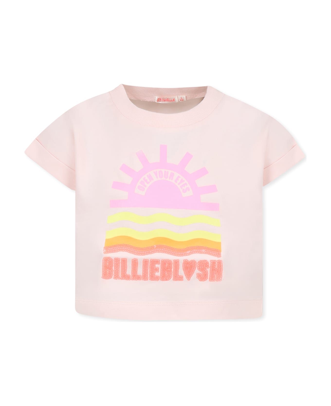 Billieblush Pink Crop T-shirt For Girl With Sun - Pink