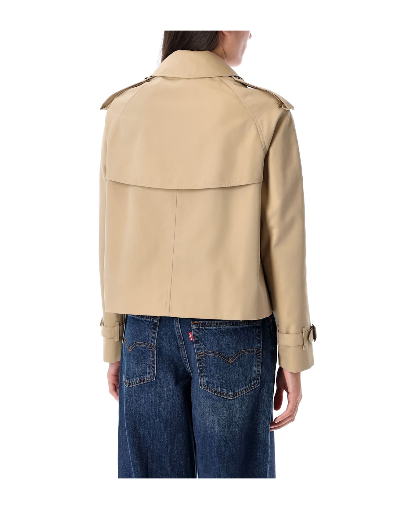 Burberry London Cropped Gabardine Trench Jacket - HONEY