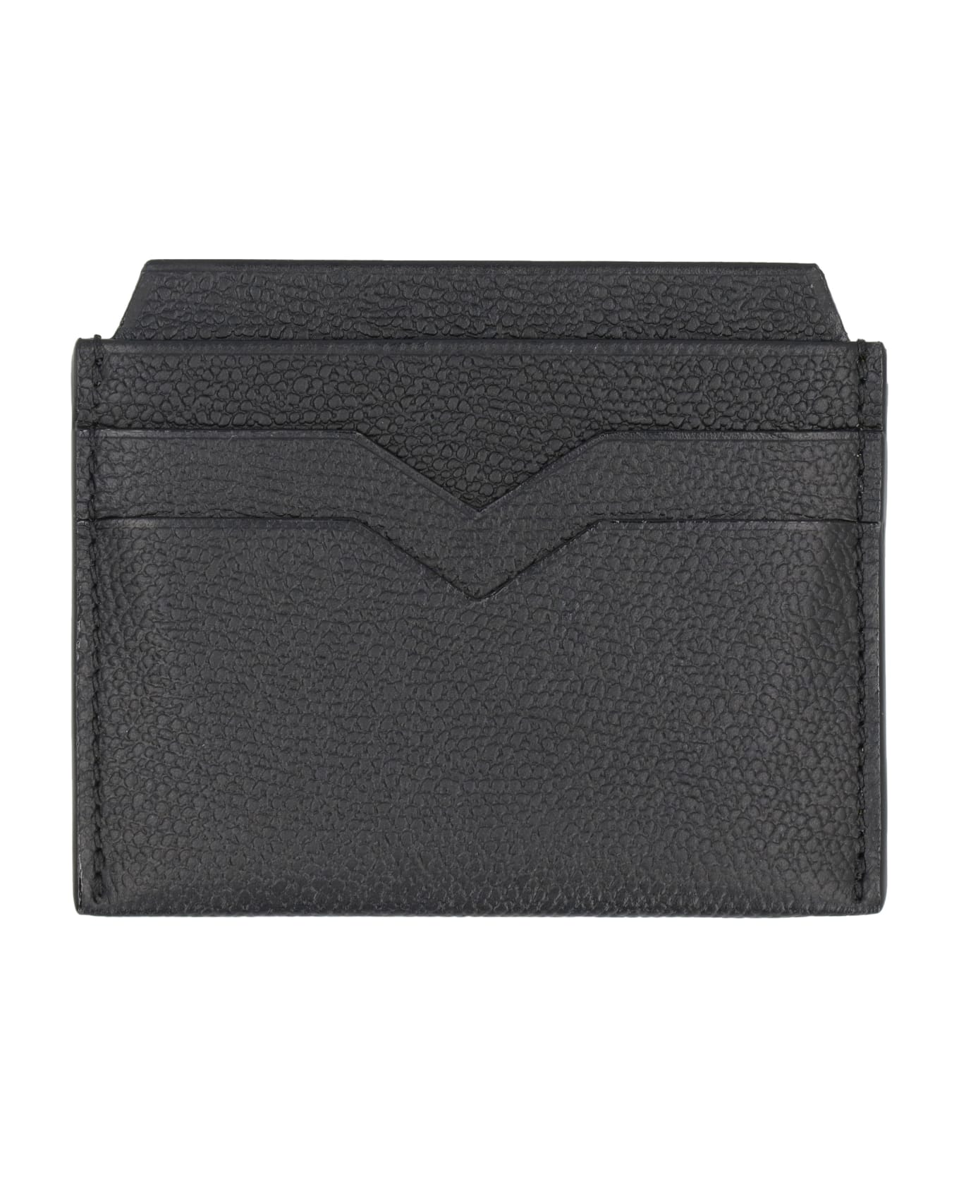 Valextra Leather Card Holder - black 財布
