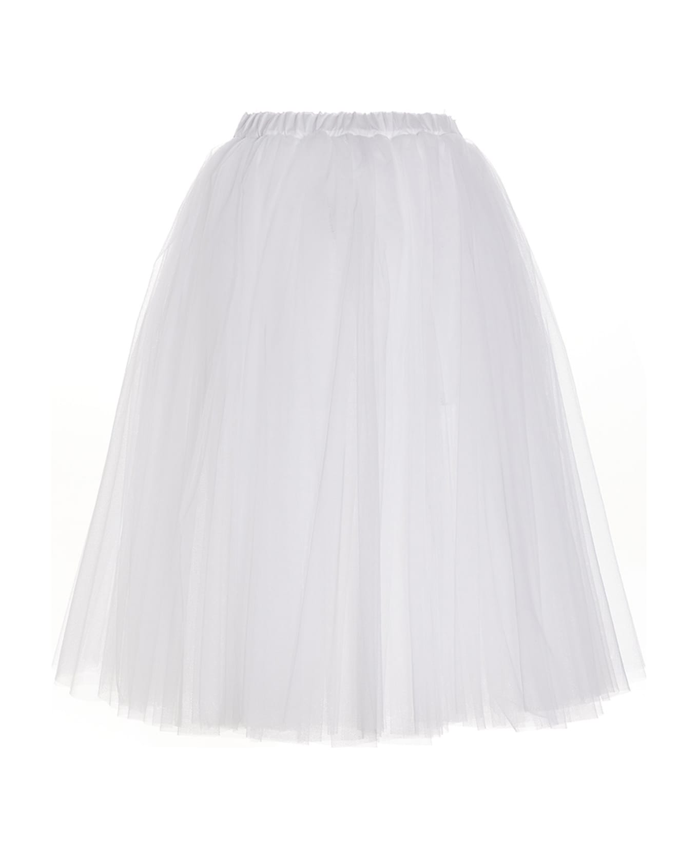 Black Comme des Garçons Tulle Midi Skirt - White