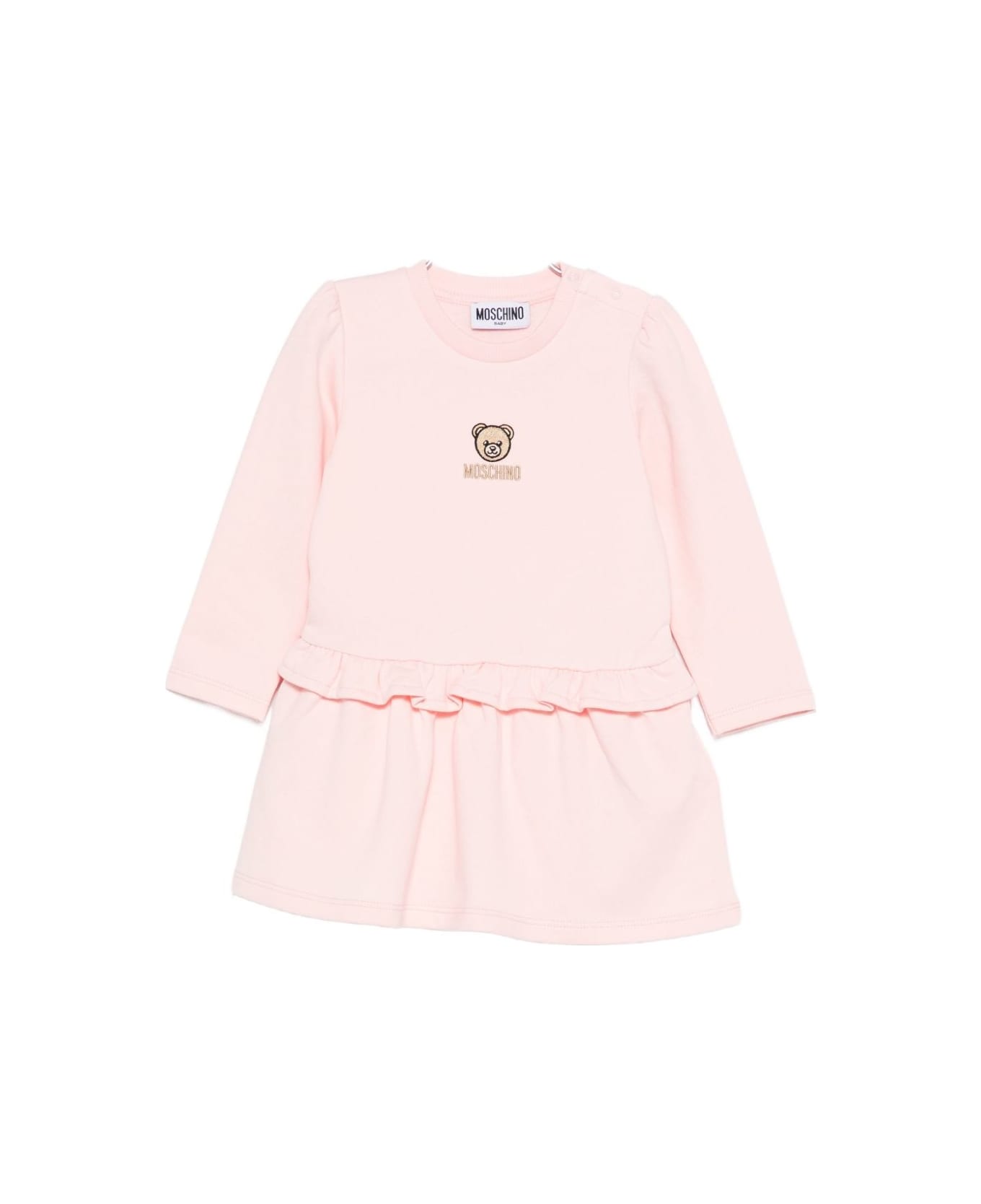 Moschino Kids Dress With Ruffles And Embroidery - Pink ボディスーツ＆セットアップ