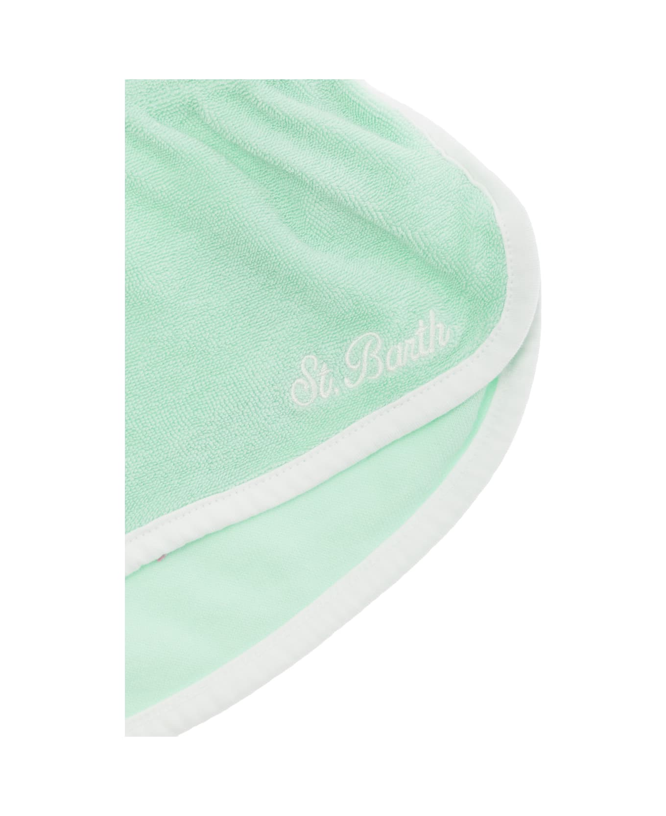 MC2 Saint Barth Mint Green Shorts With Logo Lettering Embroidery In Cotton Blend Girl - Green