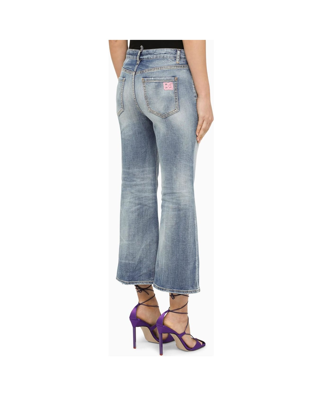 Dsquared2 Washed Blue Cropped Jeans - Navy Blue