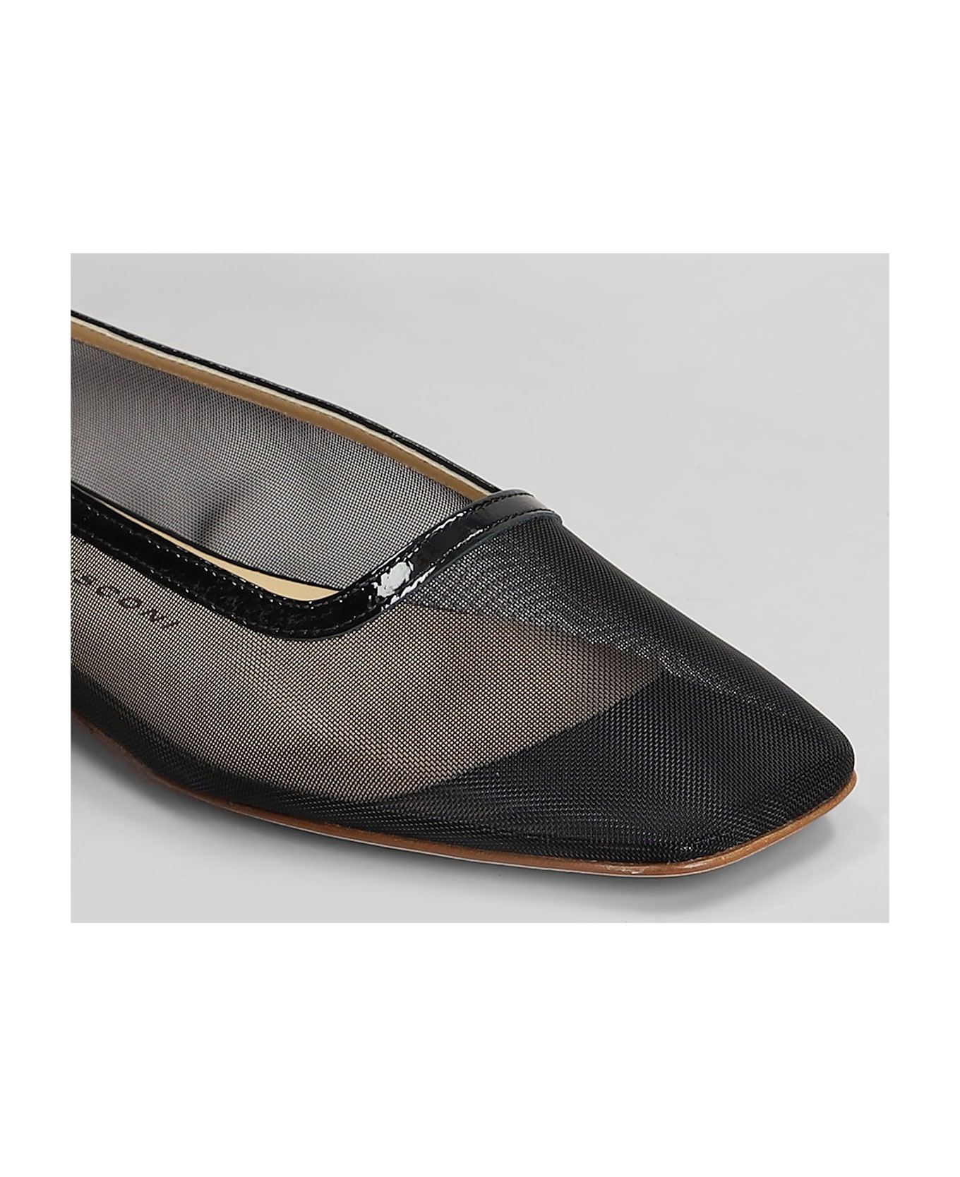 Fabio Rusconi Ballet Flats In Black Leather And Fabric - black