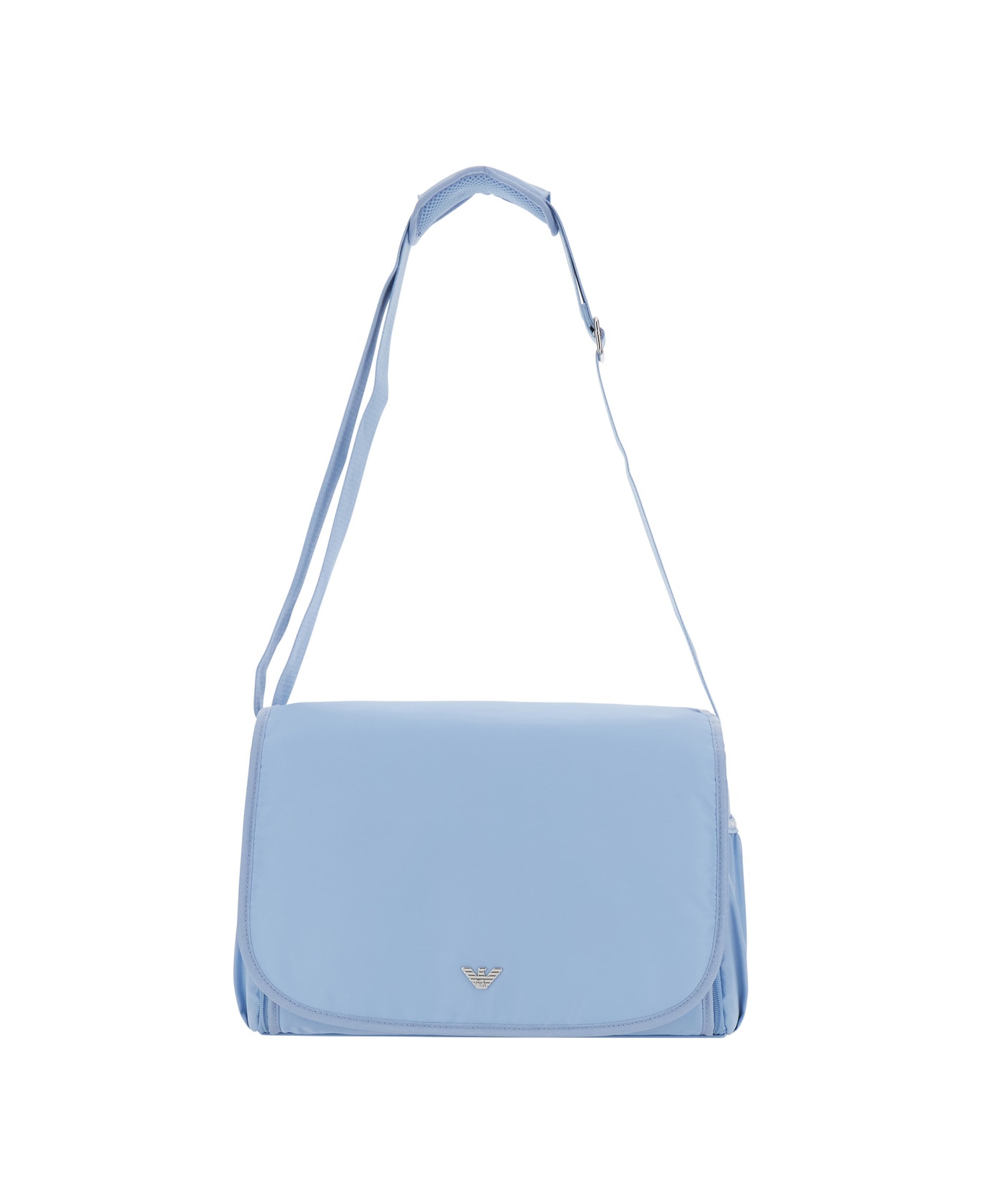 Emporio Armani Light Blue Crossbody Changing Bag With Adjustable Shoulder Strap And Logo Plaque On The Front In Tech Fabric Baby - Light blue