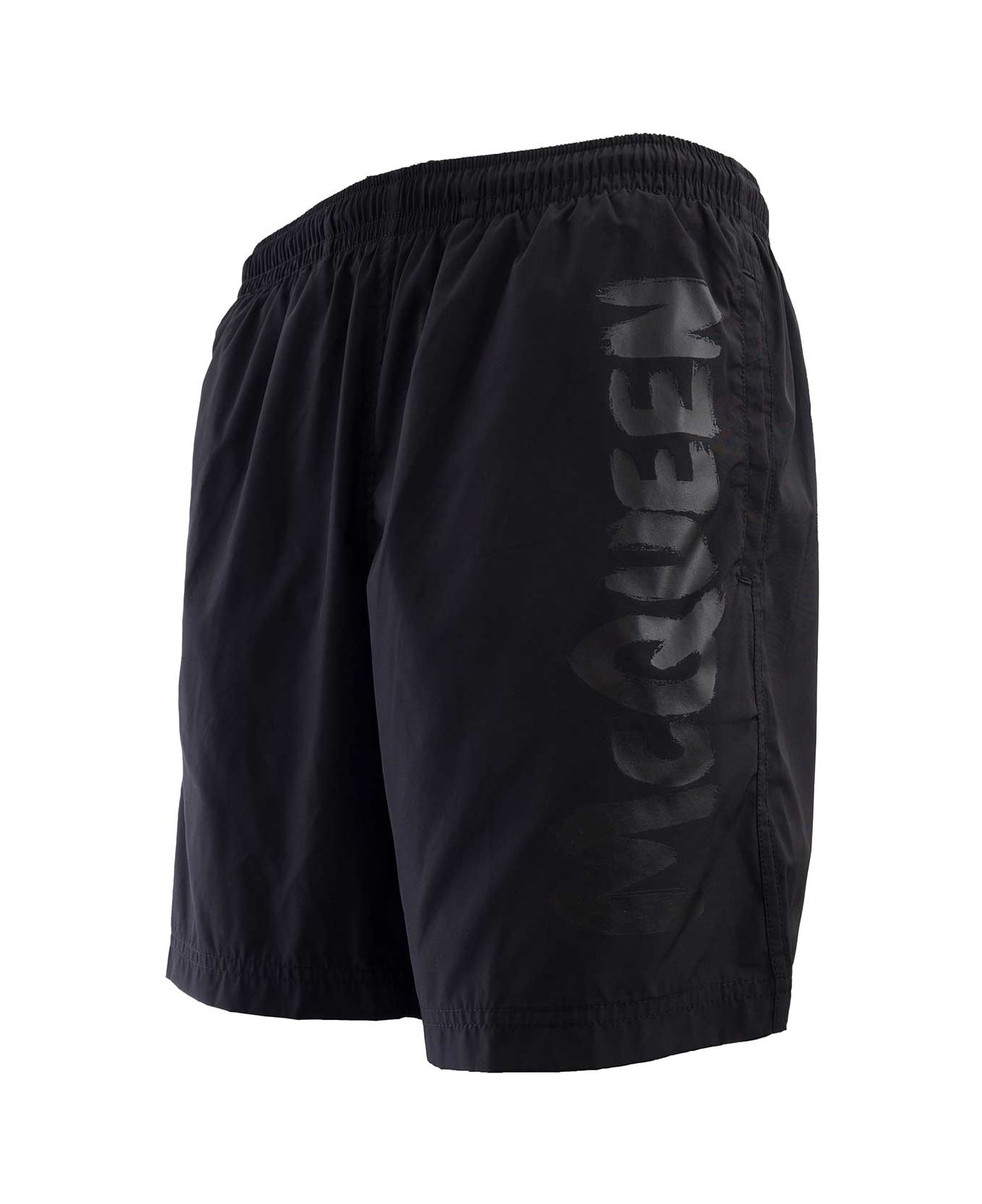 Alexander McQueen Black Swim Shorts With Logo - Black