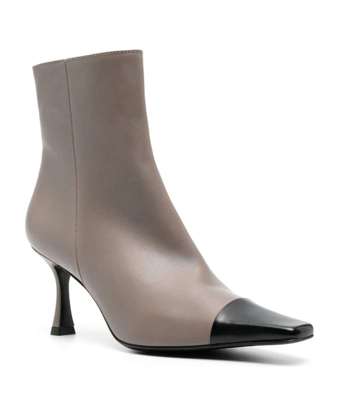 Roberto Festa Taupe Grey Calf Leather Fanny Ankle Boots - Stone Nero