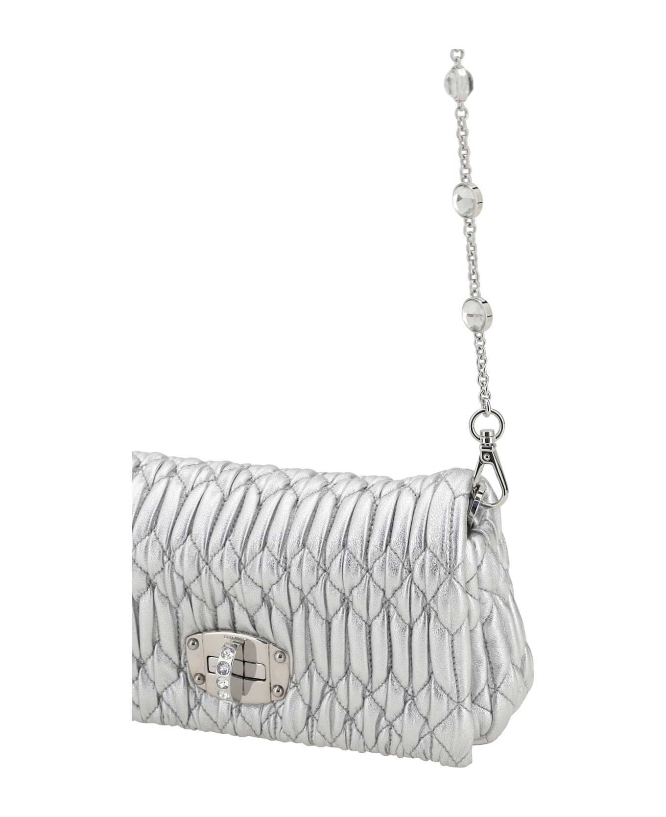 Miu Miu Matelassé Shoulder Bag - Argento