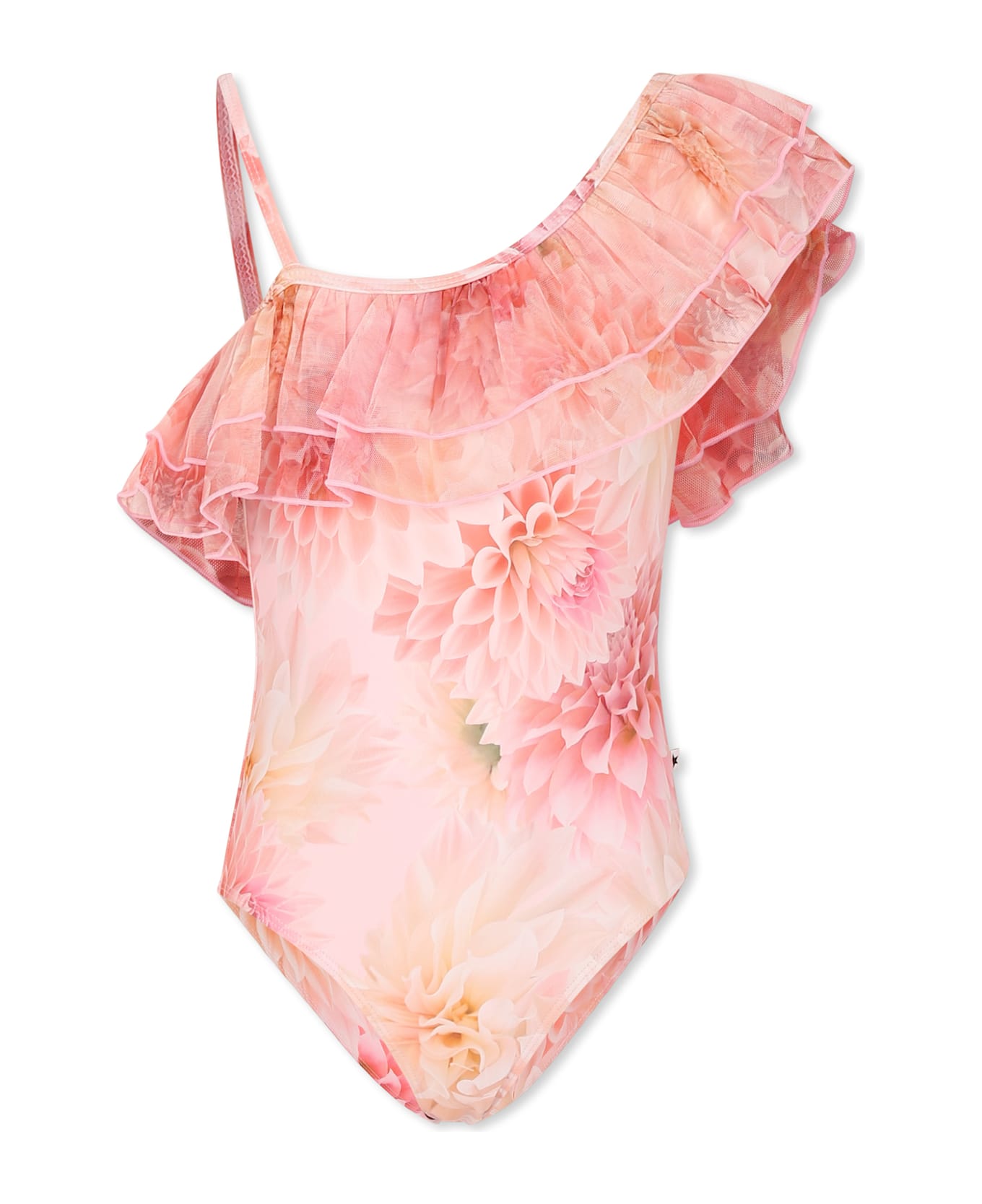 Molo Pink Swimsuit For Girl With Floral Print - Pink