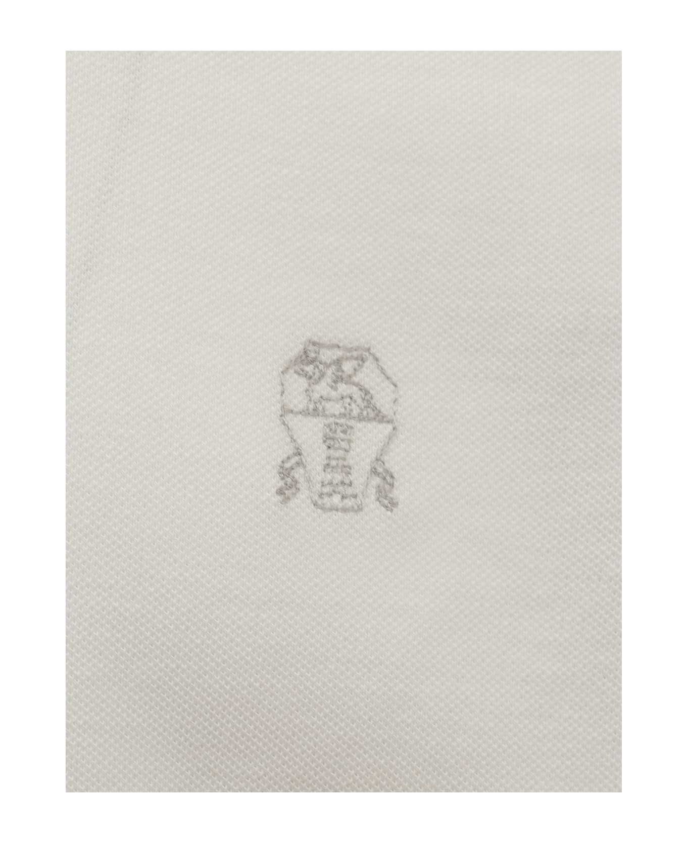 Brunello Cucinelli Cotton Piquet Polo With Embroidered Logo - OFF WHITE