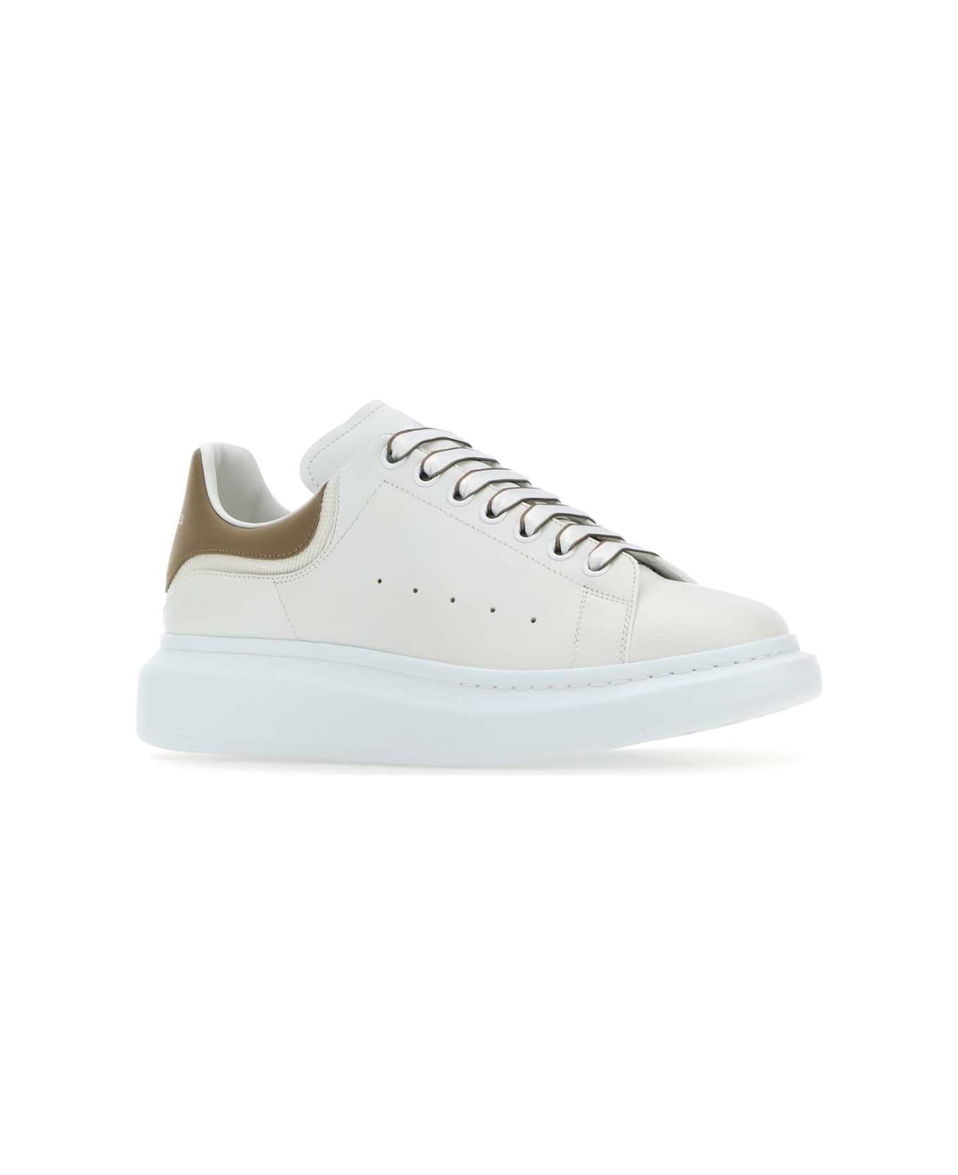 Alexander McQueen White Leather Sneakers With Dove Grey Leather Heel - WHITESTONE スニーカー