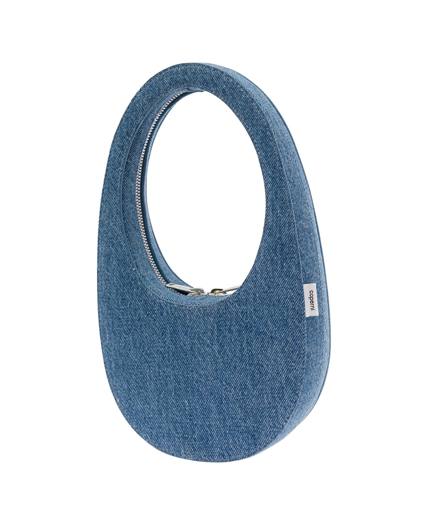 Coperni 'mini Swipe' Light Blue Handbag With Embossed Logo In Denim Woman - Blu トートバッグ