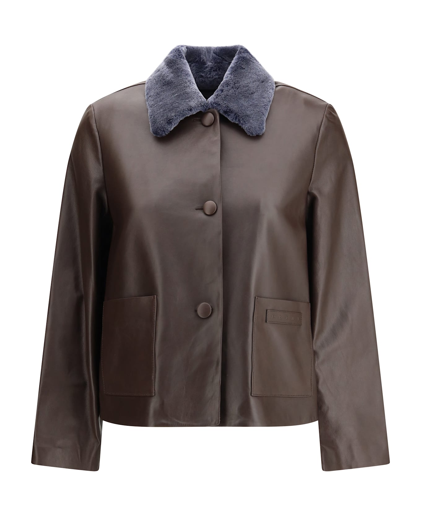 Marni Leather Jacket With A Shearling Collar