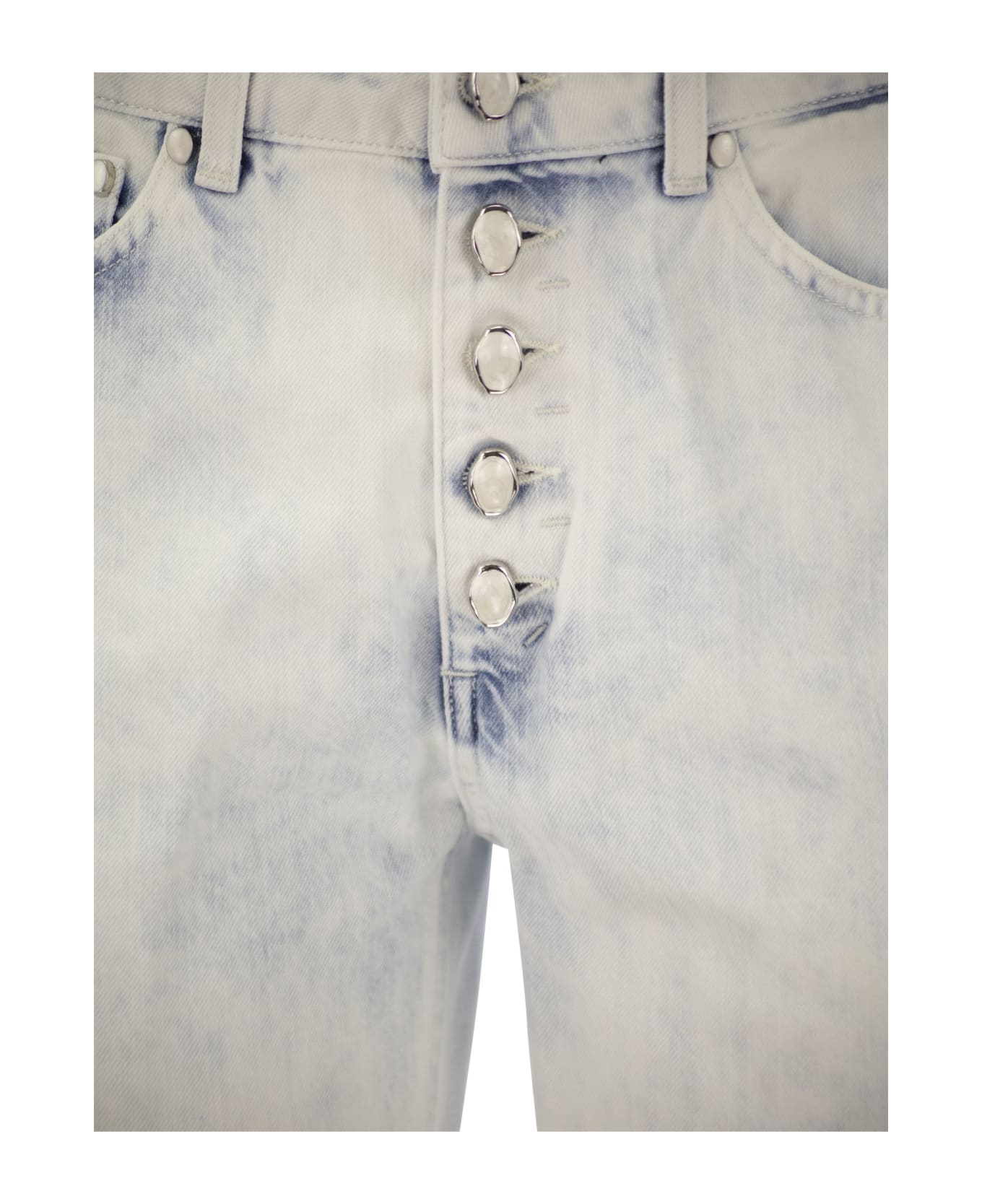Dondup Koons - Loose Jeans With Jewelled Buttons - White ボトムス