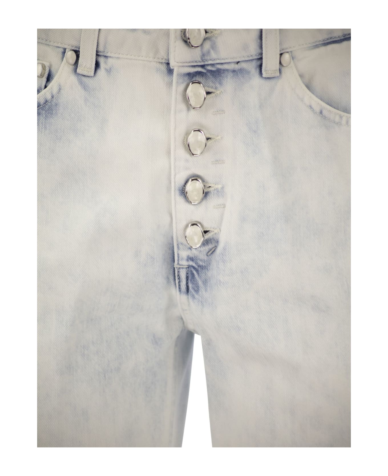 Dondup Koons - Loose Jeans With Jewelled Buttons - White