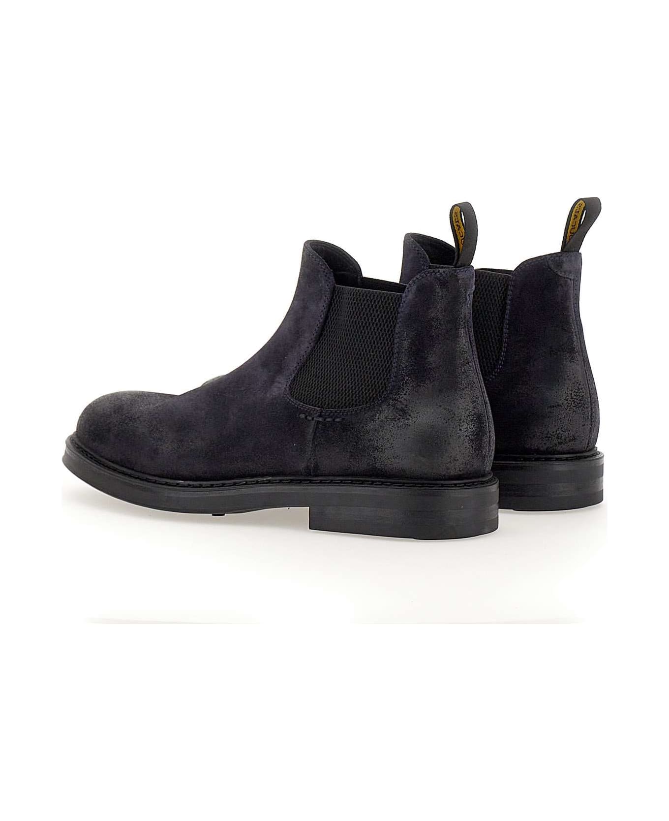 Doucal's "oil" Ankle Boot In Suede - BLUE ブーツ