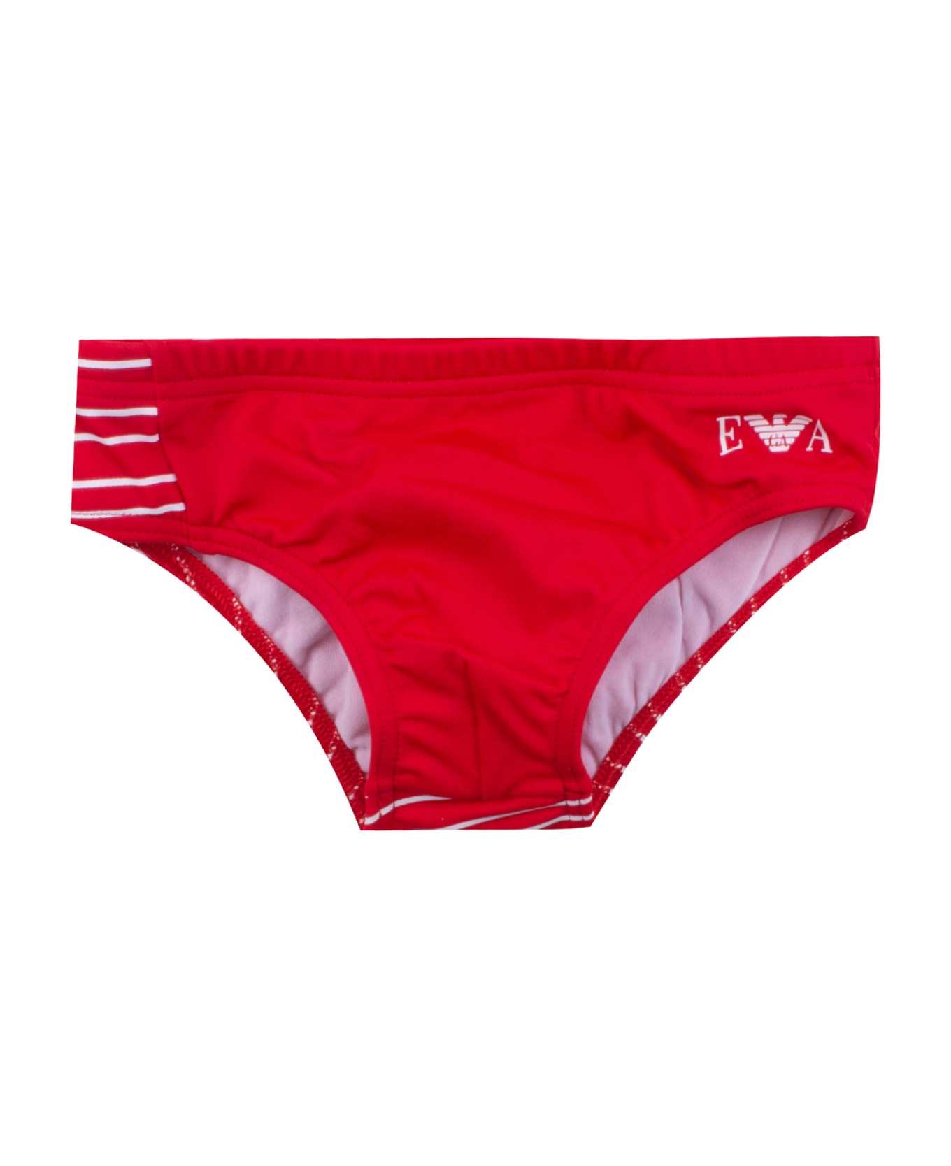 Emporio Armani Slip Swimsuit With Maxi Logo - Red