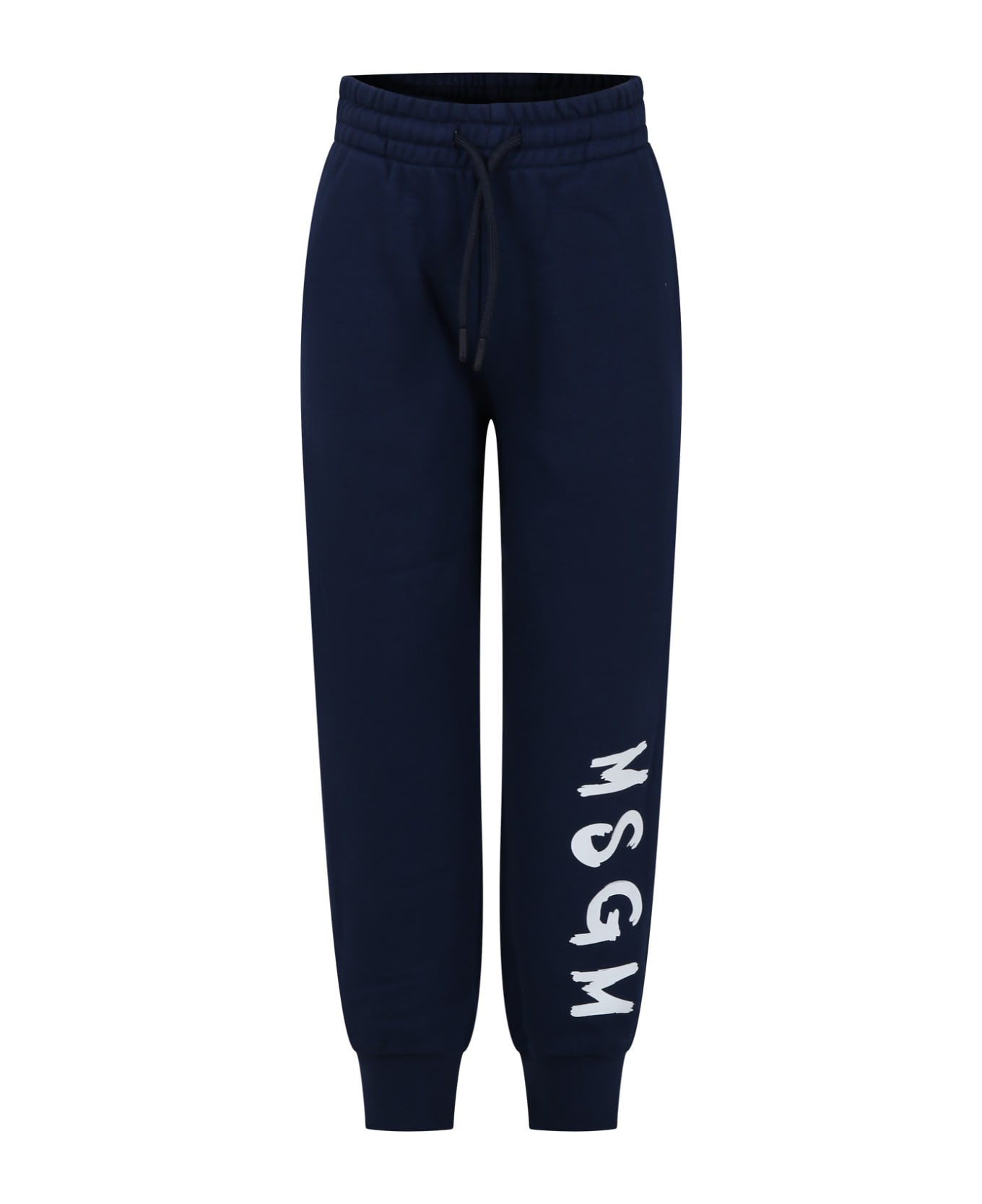 MSGM Blue Trousers For Kids With Logo - Blu ボトムス