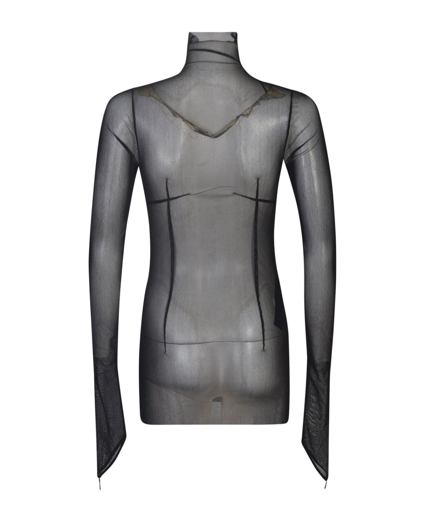 Ann Demeulemeester Sheer Detailed Long-sleeve Top - BLACK