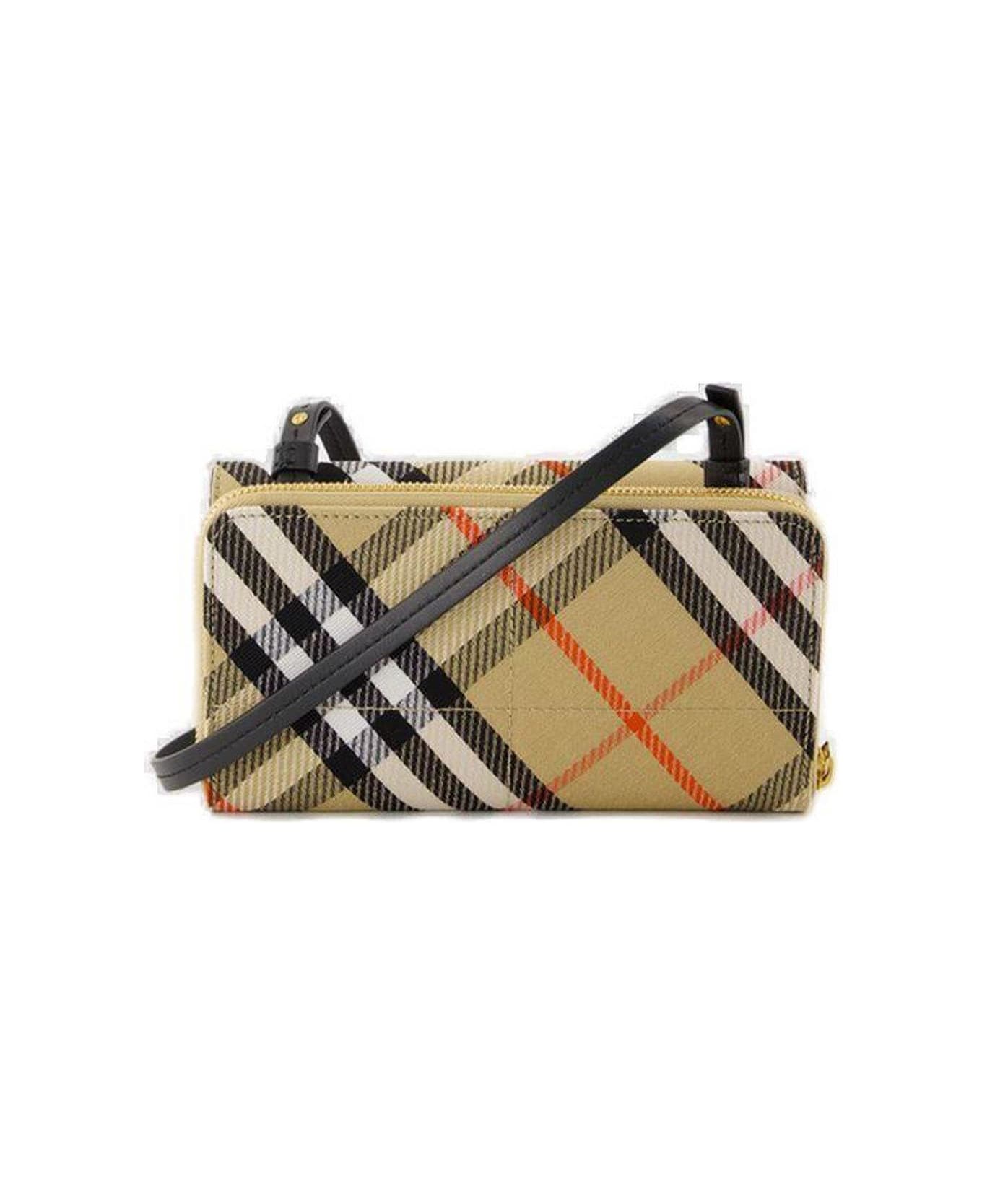 Burberry Snip Checked Foldover-top Pouch - Sand