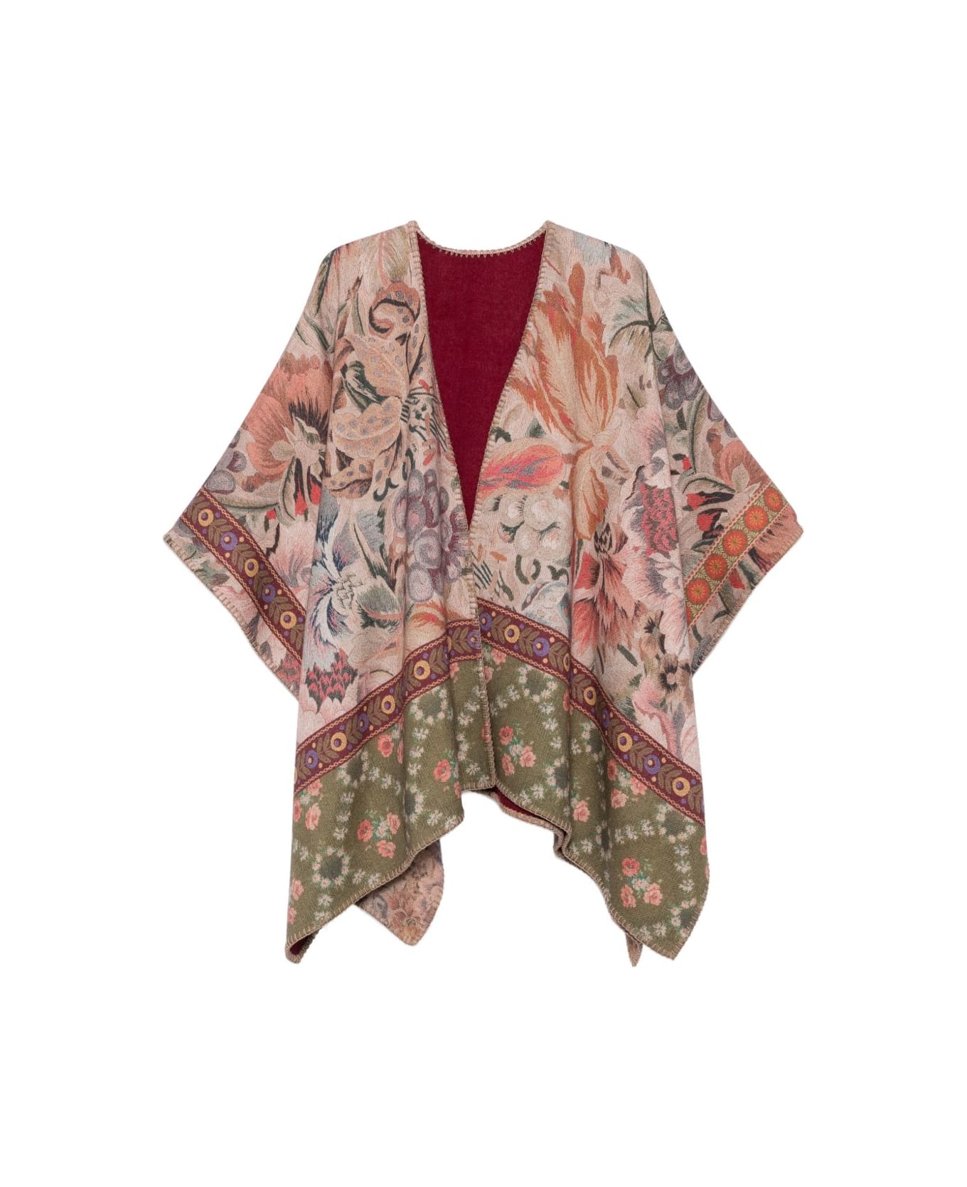 Pierre-Louis Mascia Wool Printed Poncho - Red