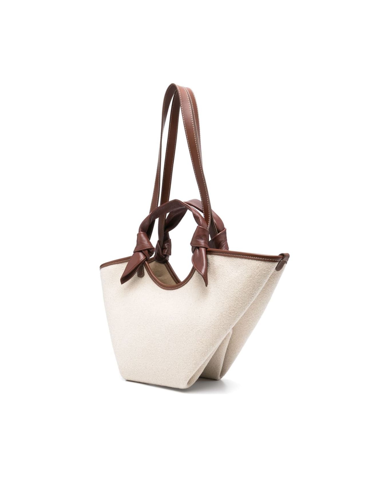 Hereu Fonol Small Canvas Tote - Leather Brown