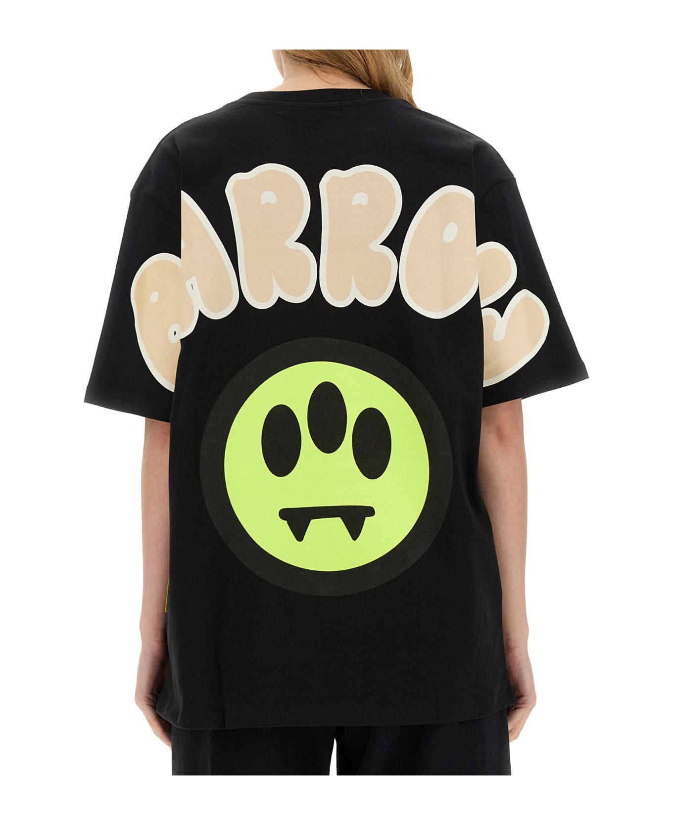 Barrow Black T-shirt With Front And Back Logo Print - Black Tシャツ