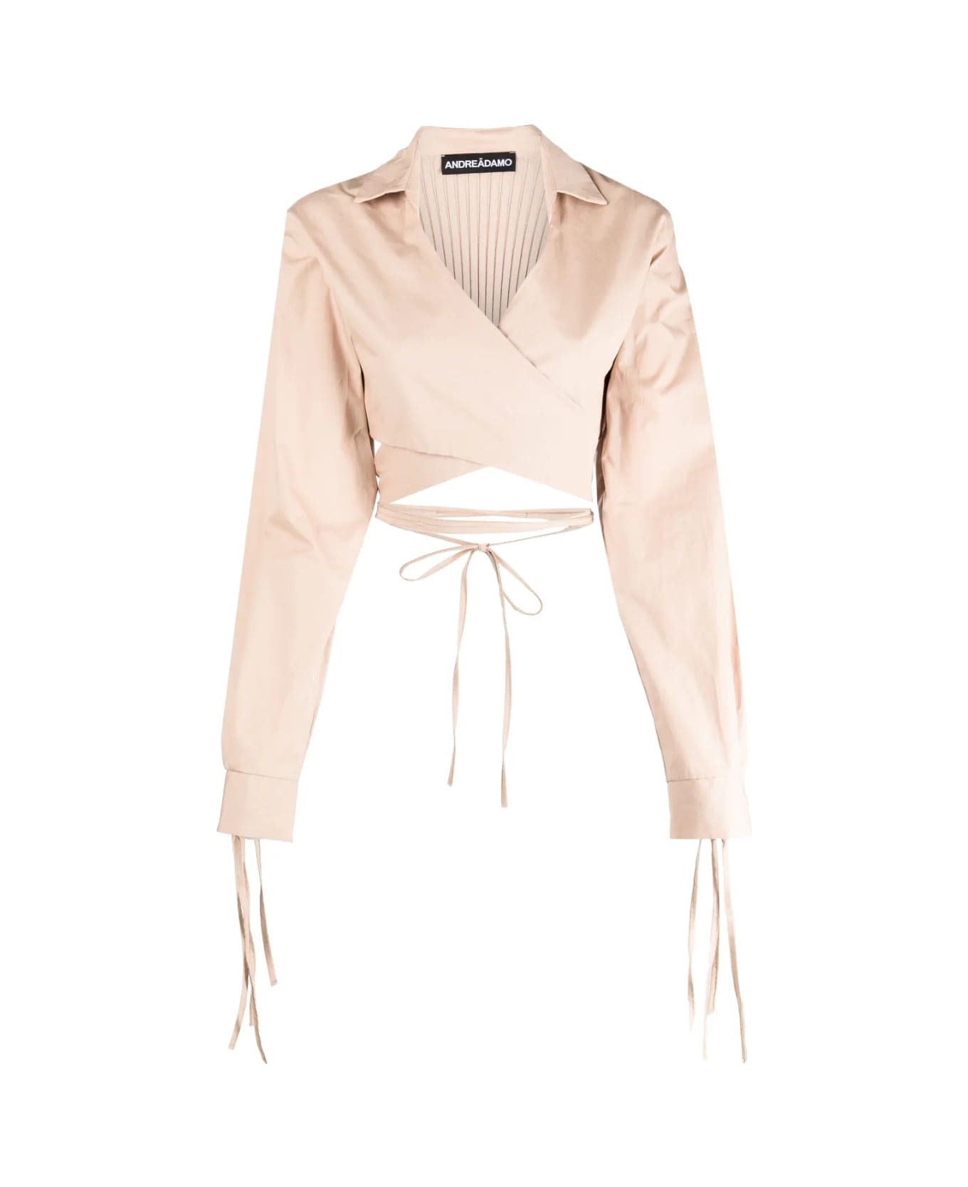 ANDREĀDAMO Nude Poplin Cardigan With Knitted Insert - Pink