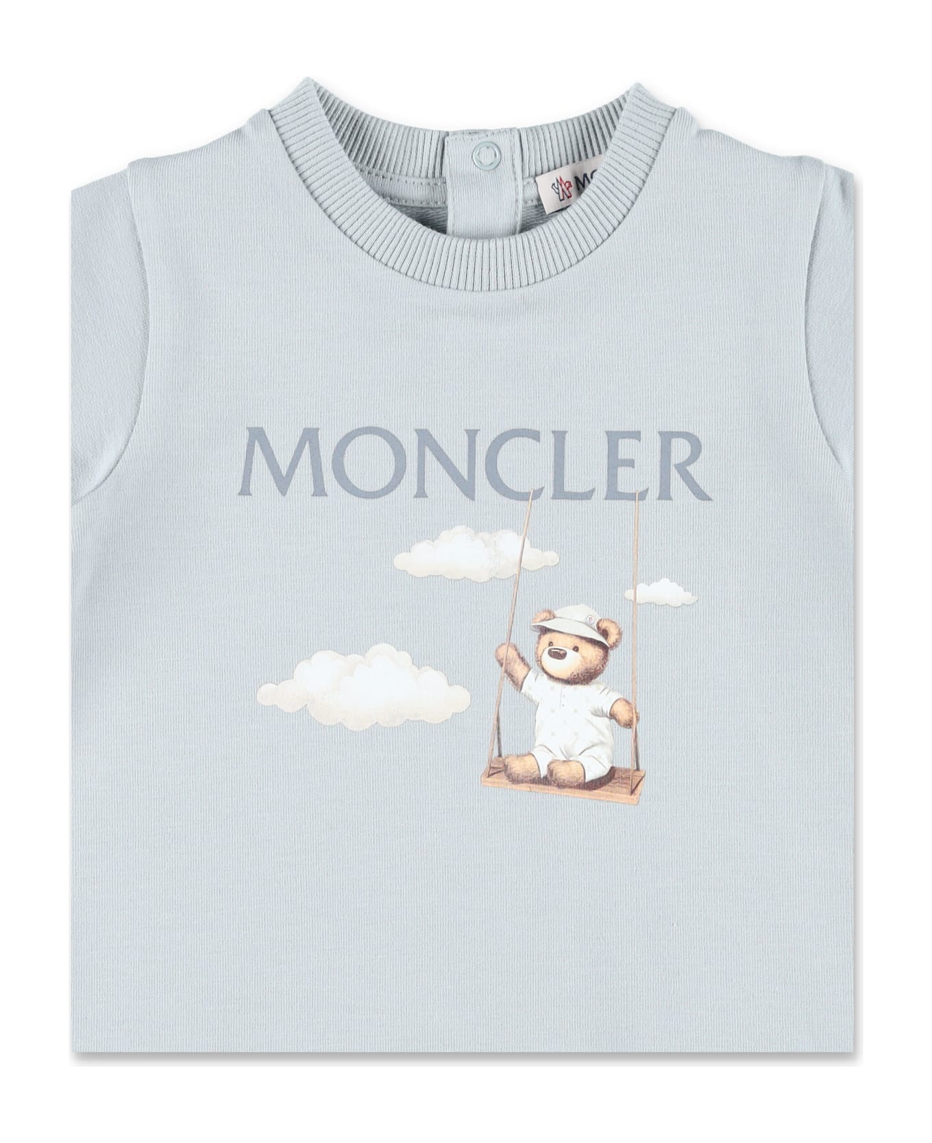 Moncler Kid - Teddy Bear Motif Cotton Romper - GREY
