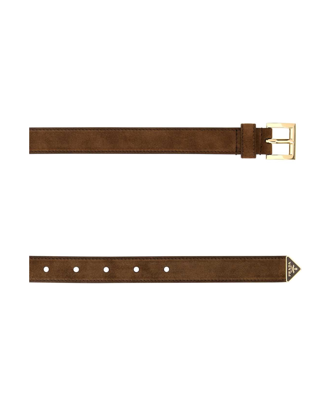 Prada Brown Suede Belt - CACAO